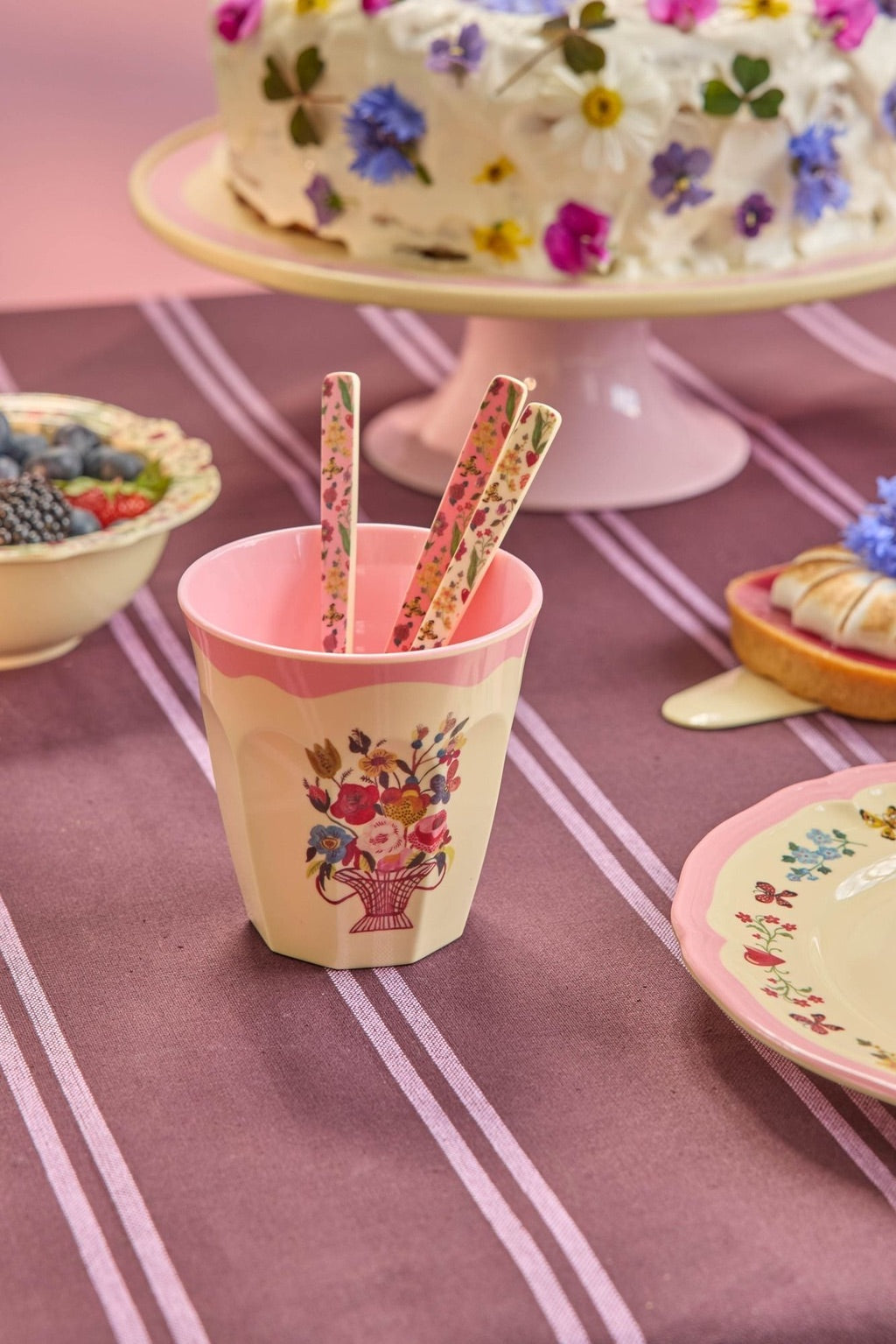 Melamine Cup with Nathalie Lété Print - Medium - Pink - 8.45 oz
