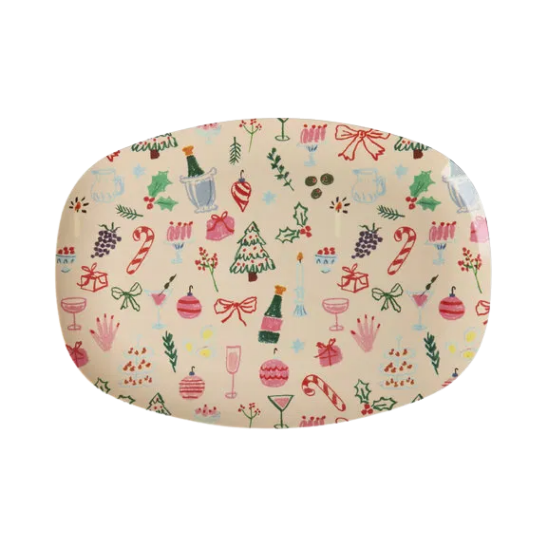Melamine Rectangular Plate with Xmas Galore Print