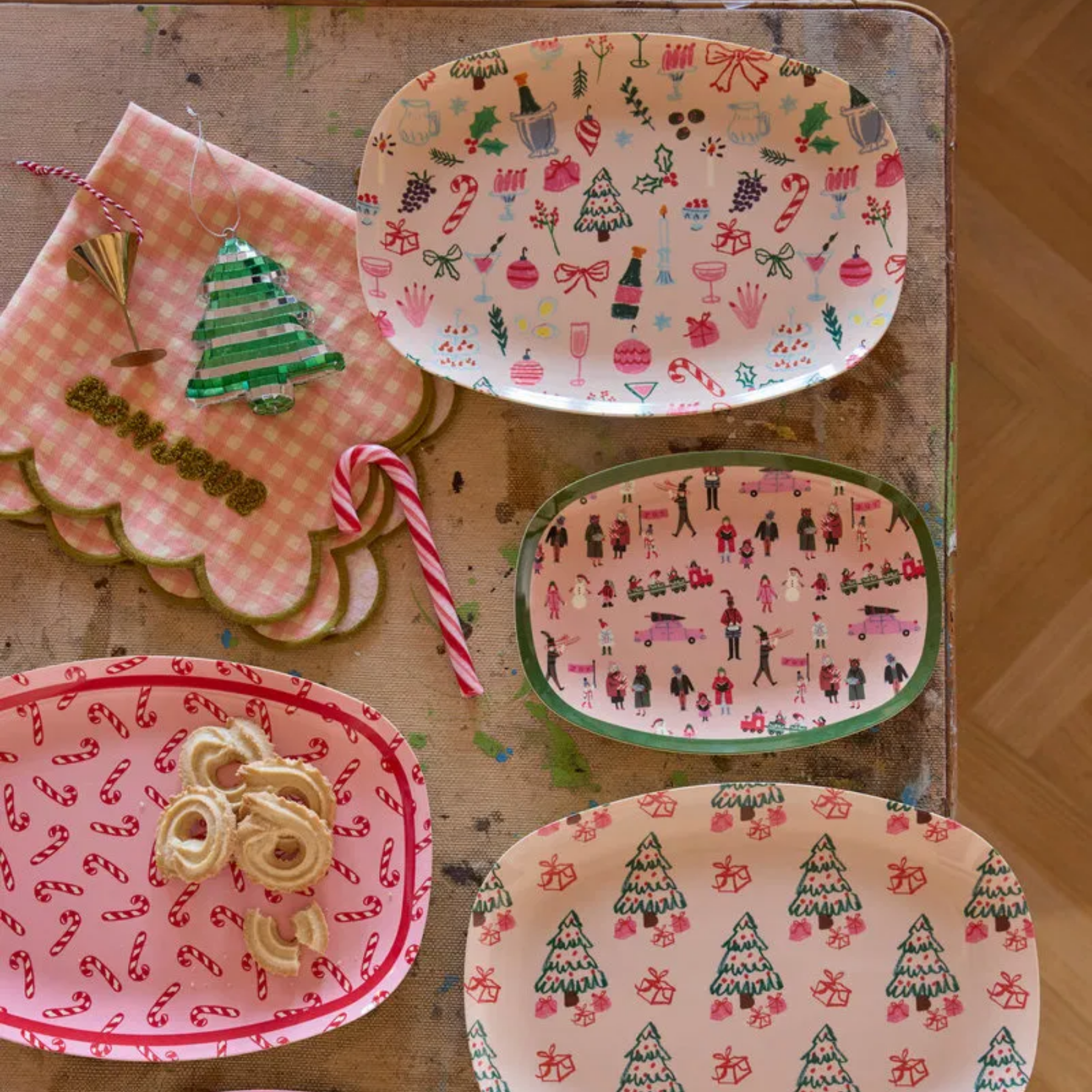 Melamine Rectangular Plate with Xmas Galore Print