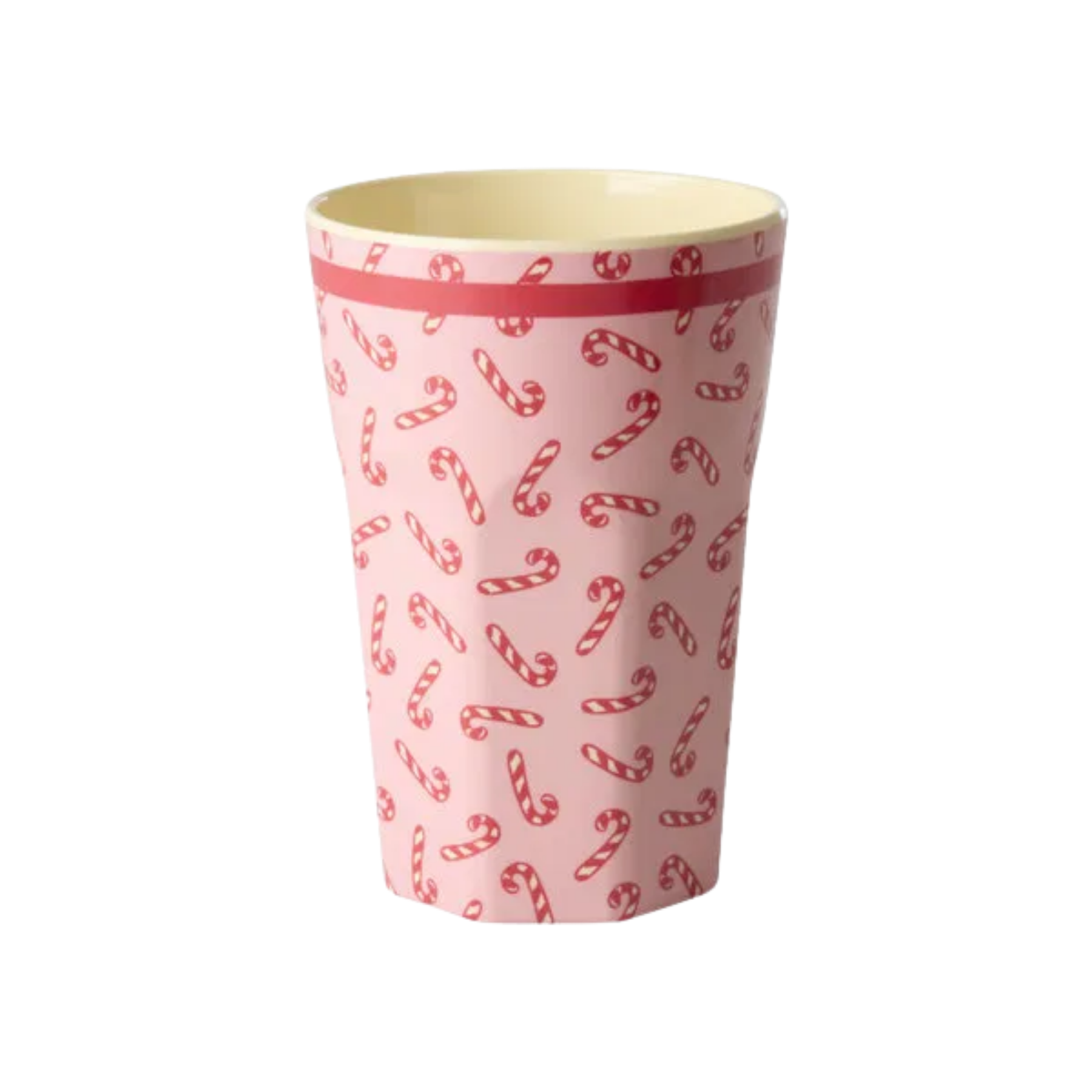 Melamine Cup with Candy Cane Print – Tall – 13.5 fl oz Please note: this piece ships within 2 weeks.