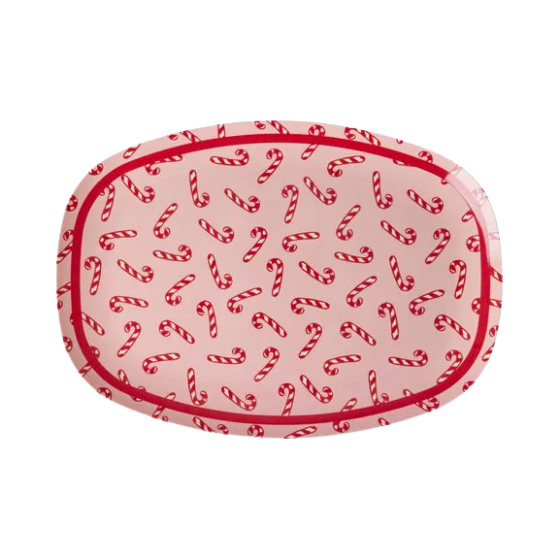 Melamine Rectangular Plate with Candy Cane Print Please note: this piece ships within 2 weeks