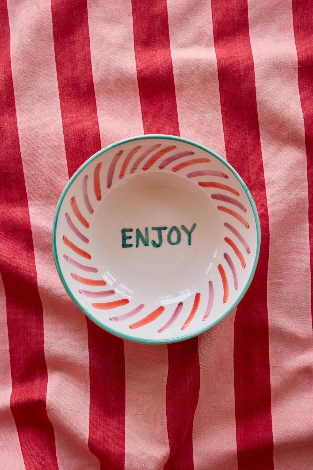Ceramic Salad Bowl with Hand-painted ENJOY - Large - 27.73 oz
