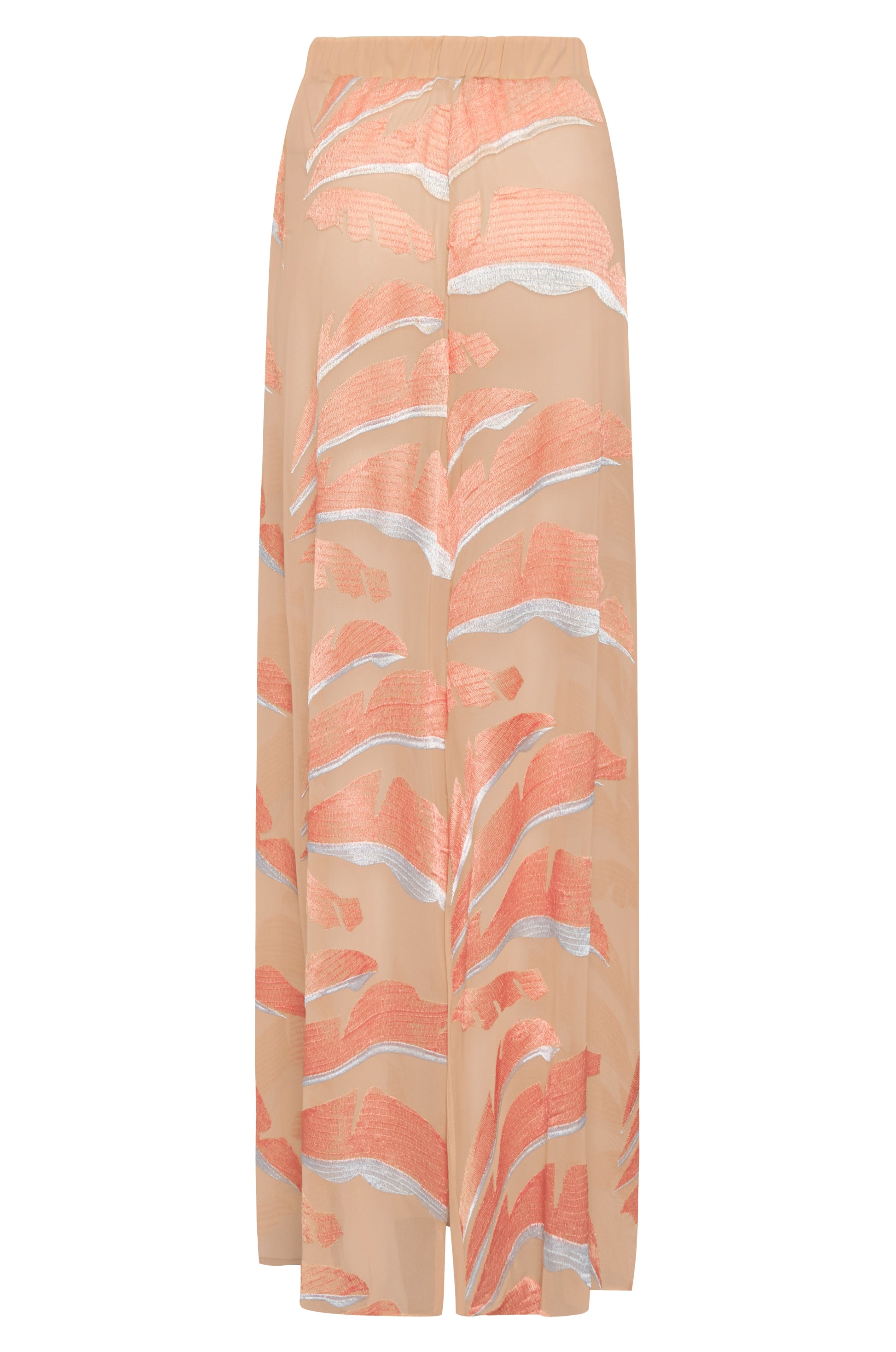 Solana Embroidered Mesh Maxi Skirt / Peach Palms