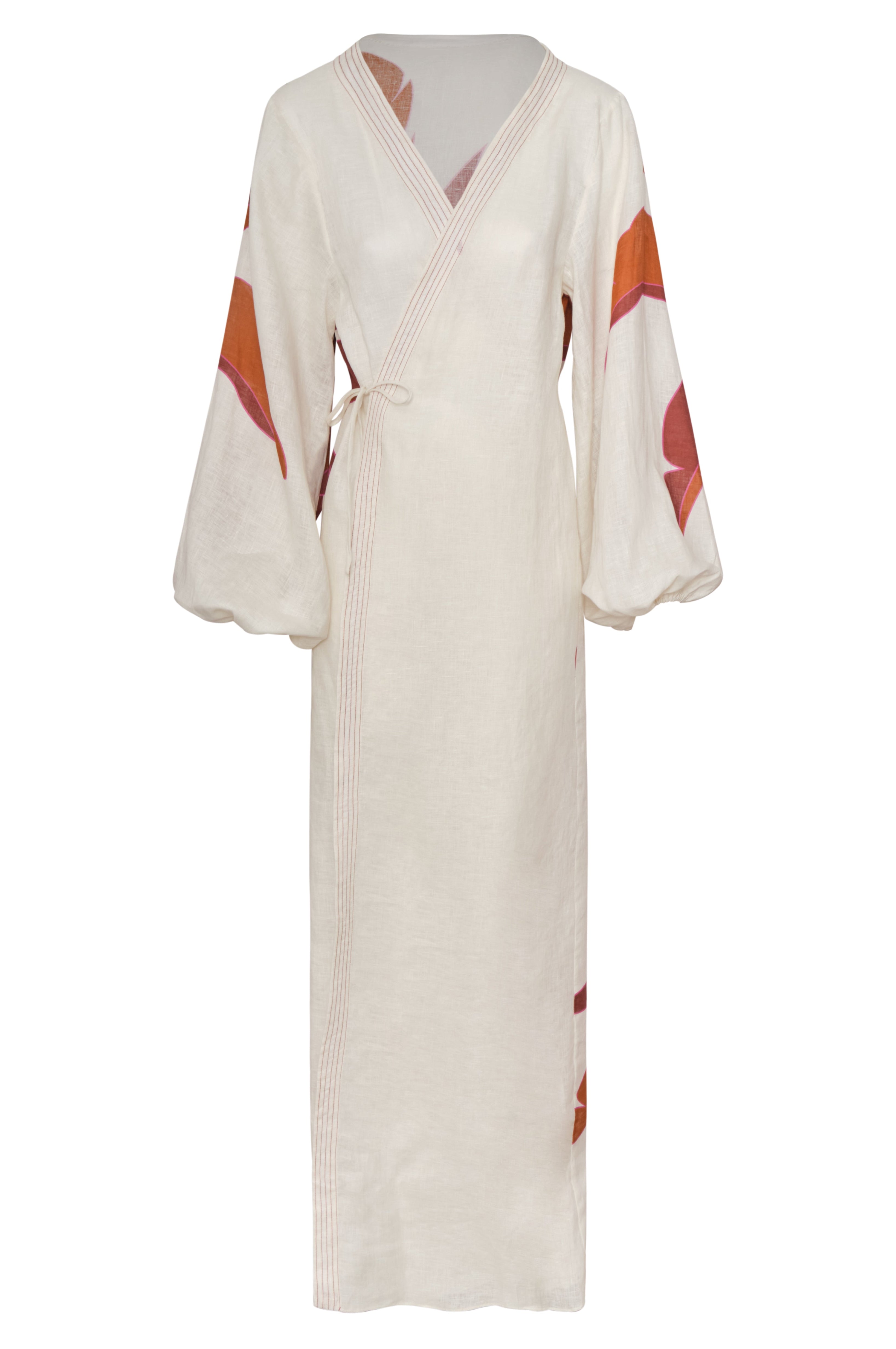 Hojarasca Linen Maxi Dress / Fuchsia Palm