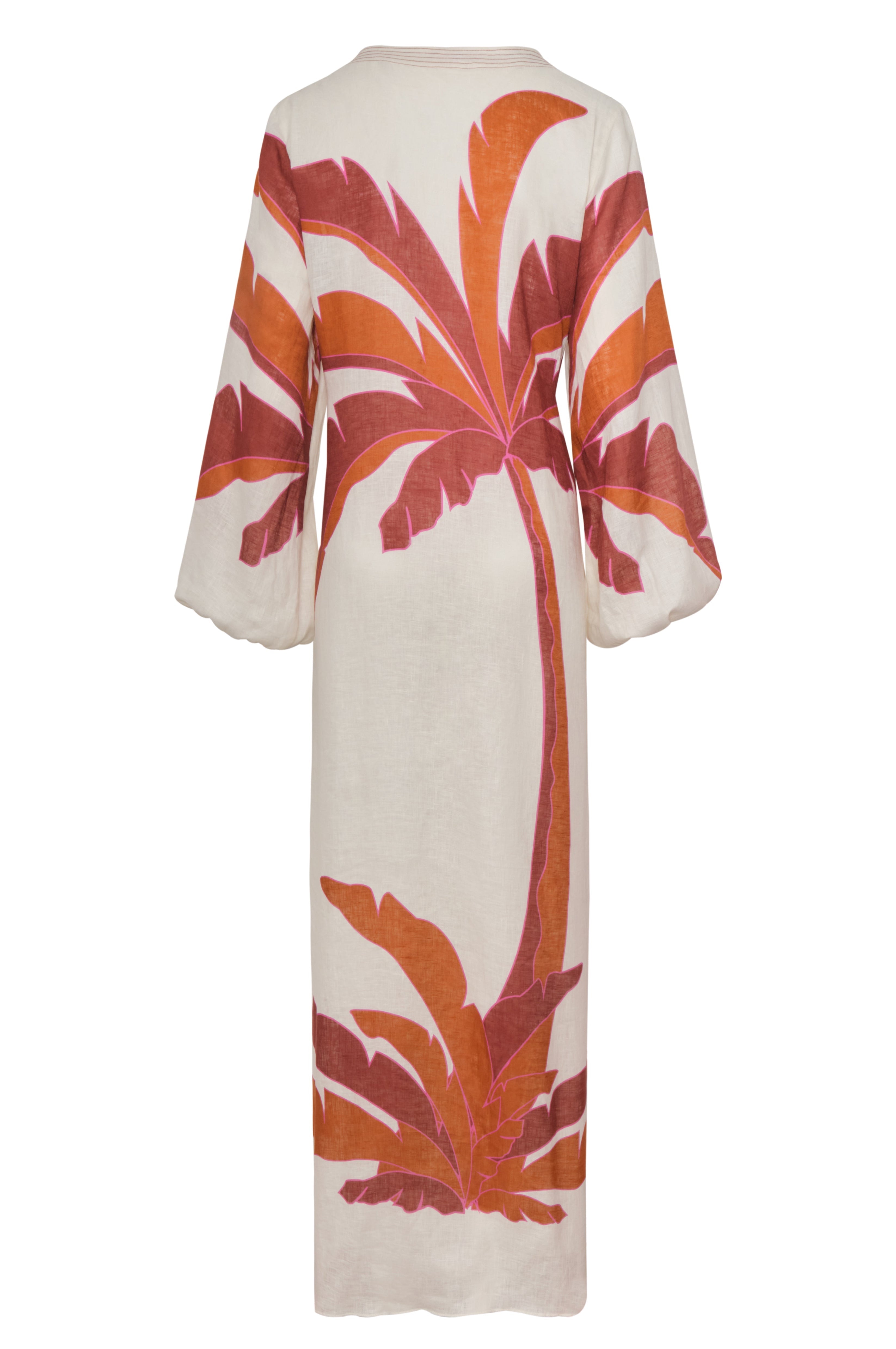 Hojarasca Linen Maxi Dress / Fuchsia Palm
