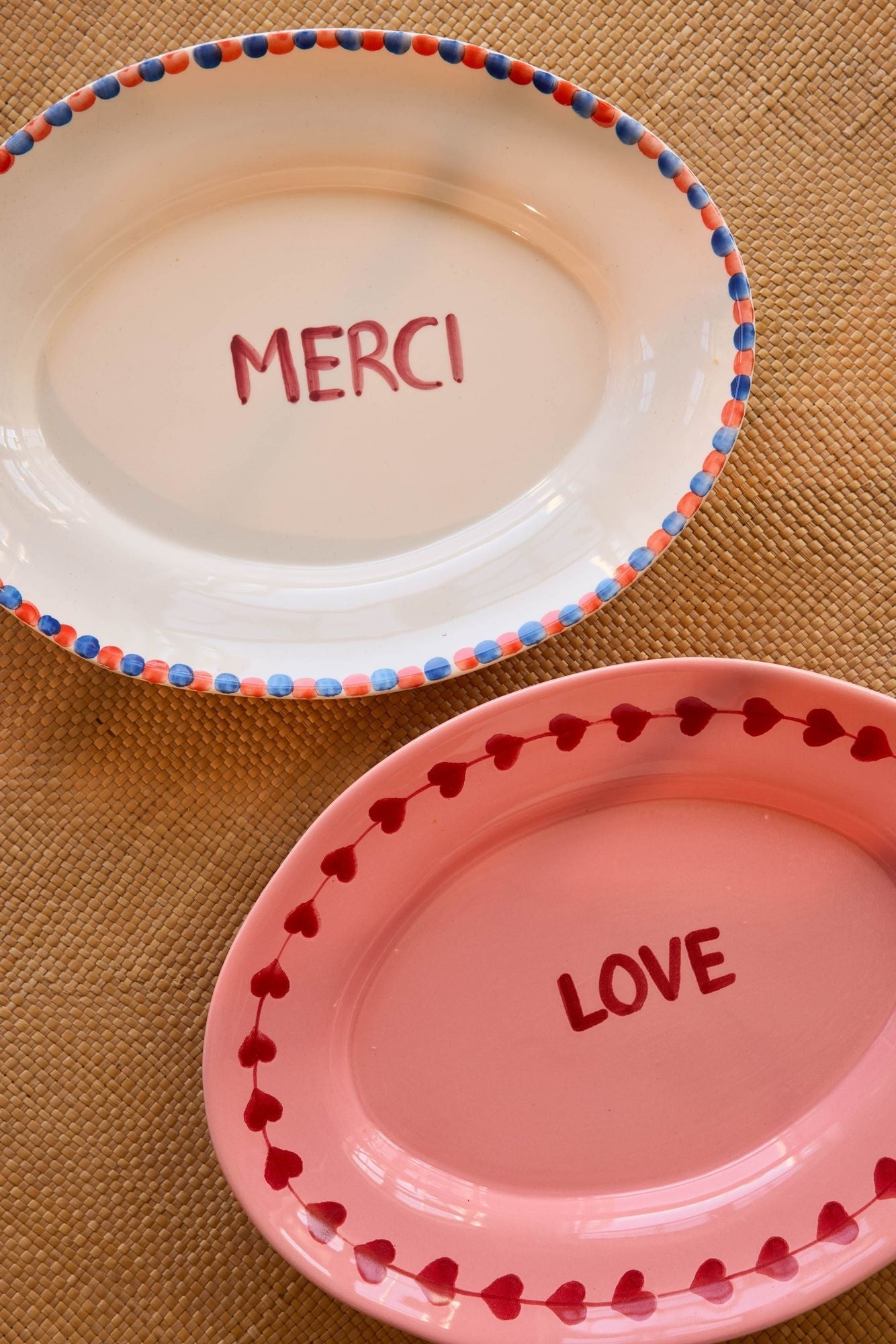 Ceramic Serving Platter with Hand-painted LOVE - Medium