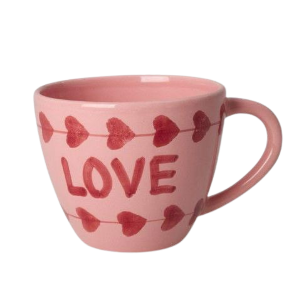 Ceramic Jumbo Cup with Hand-painted LOVE - 14.2 oz