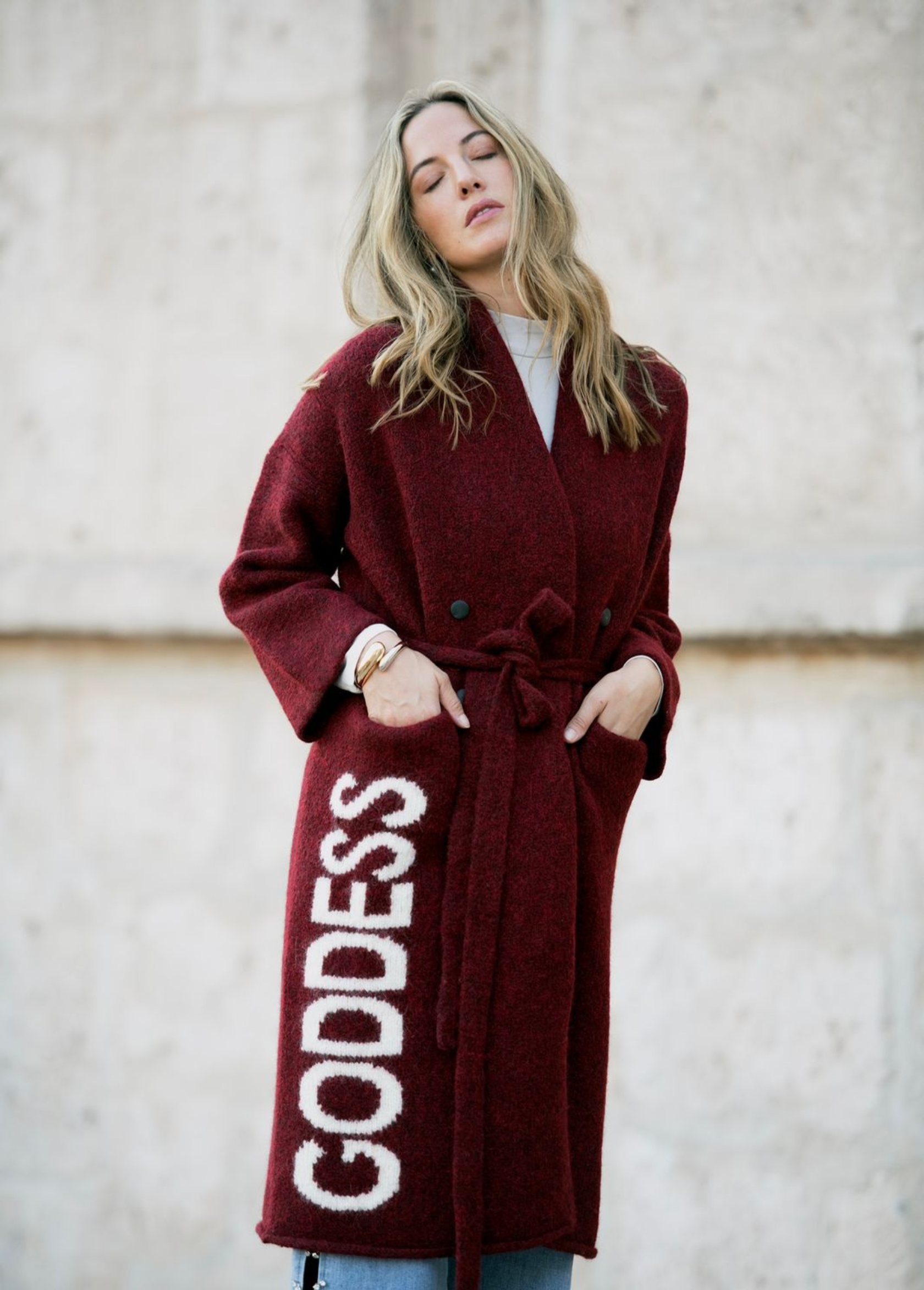 GODDESS BREAKFAST COAT - BURGUNDY