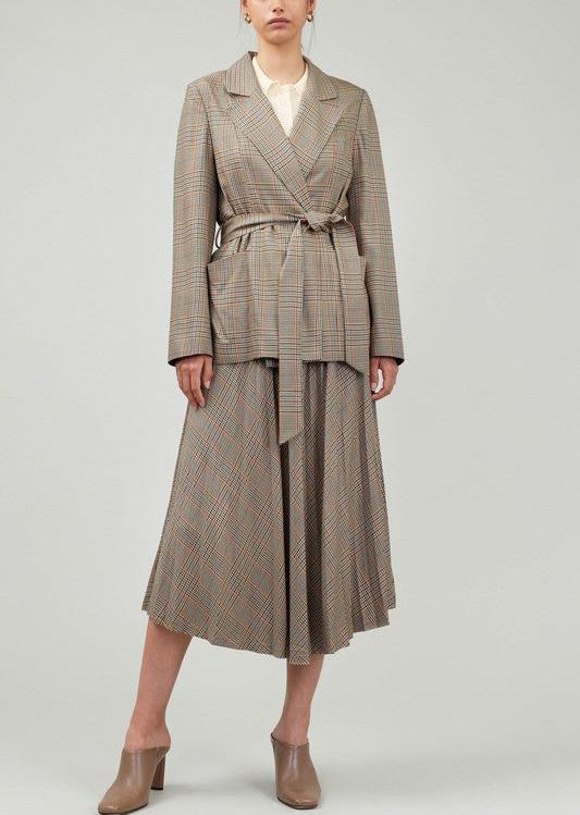 Self Tie Checkered 2-Button Jacket