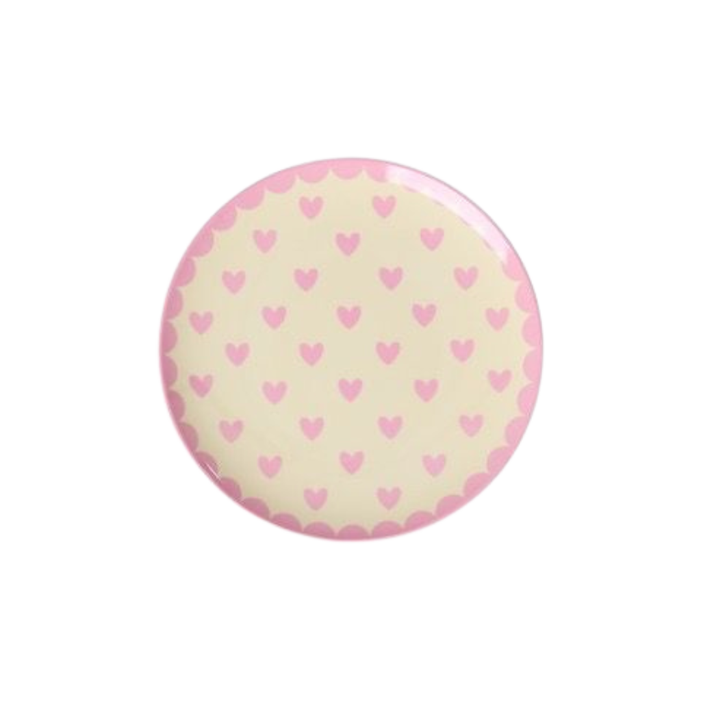 Melamine Cake Plate with Favorite Hearts Print -  Dark Pink - Small