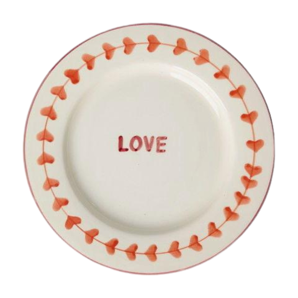 Ceramic Dinner Plate with Hand-painted LOVE