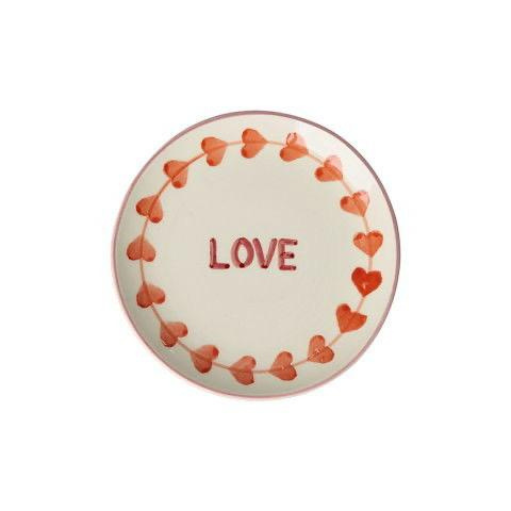 Ceramic Cake Plate with Hand-painted LOVE