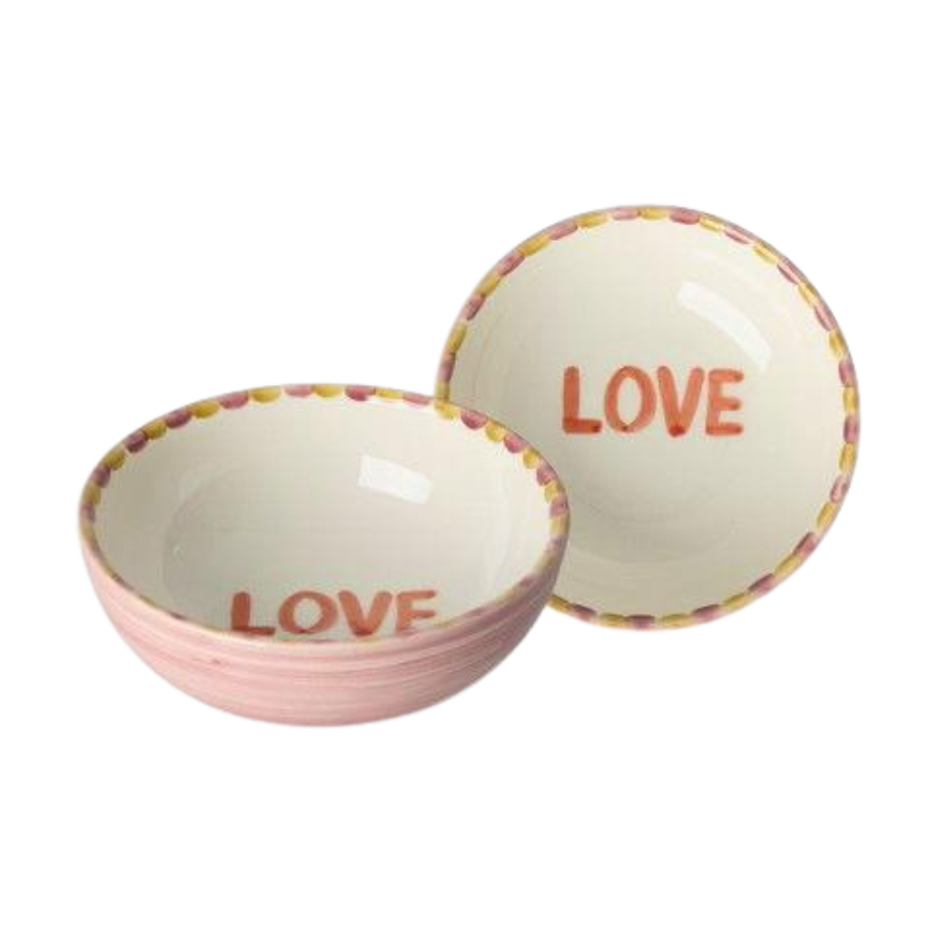 Ceramic Bowl with Hand-painted LOVE - Pink - 10.14 oz