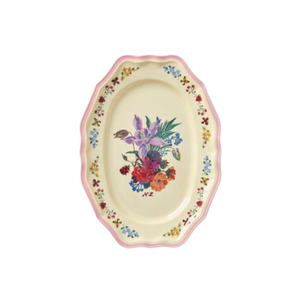 Melamine Vintage Serving Dish with Nathalie Lété Print - Pink - Small