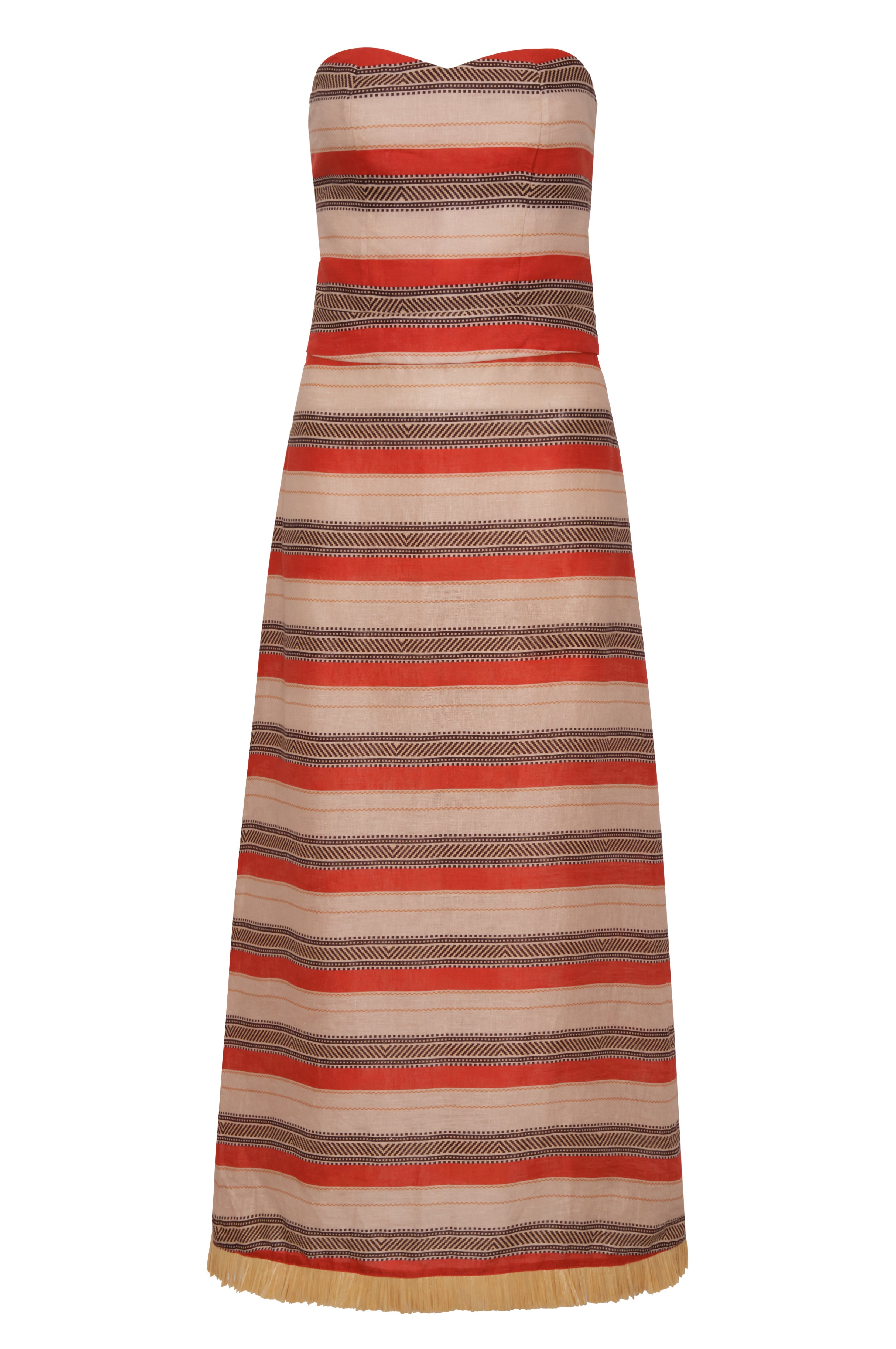 Gigi Linen Midi Dress / Orange Stripes