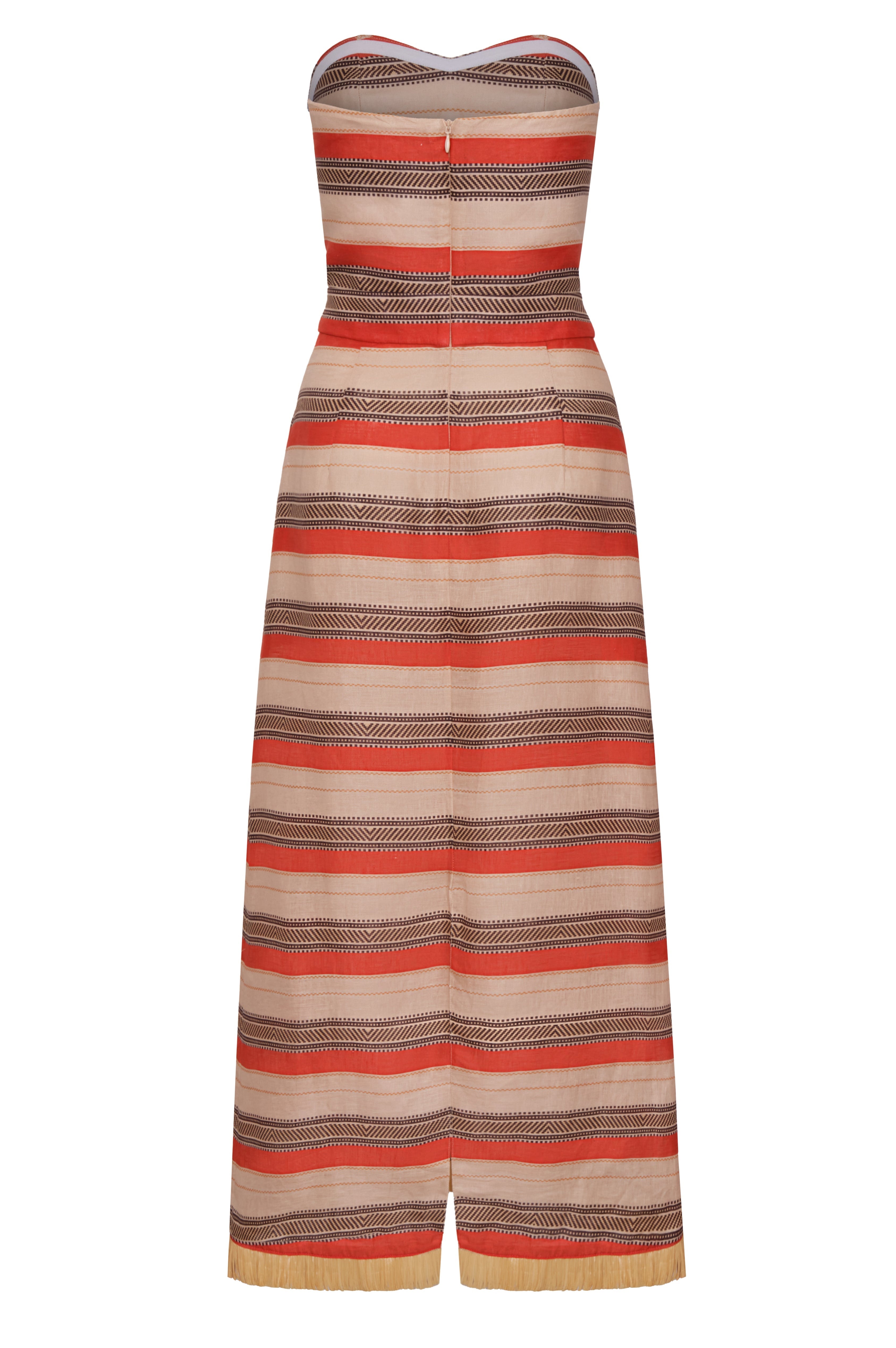 Gigi Linen Midi Dress / Orange Stripes