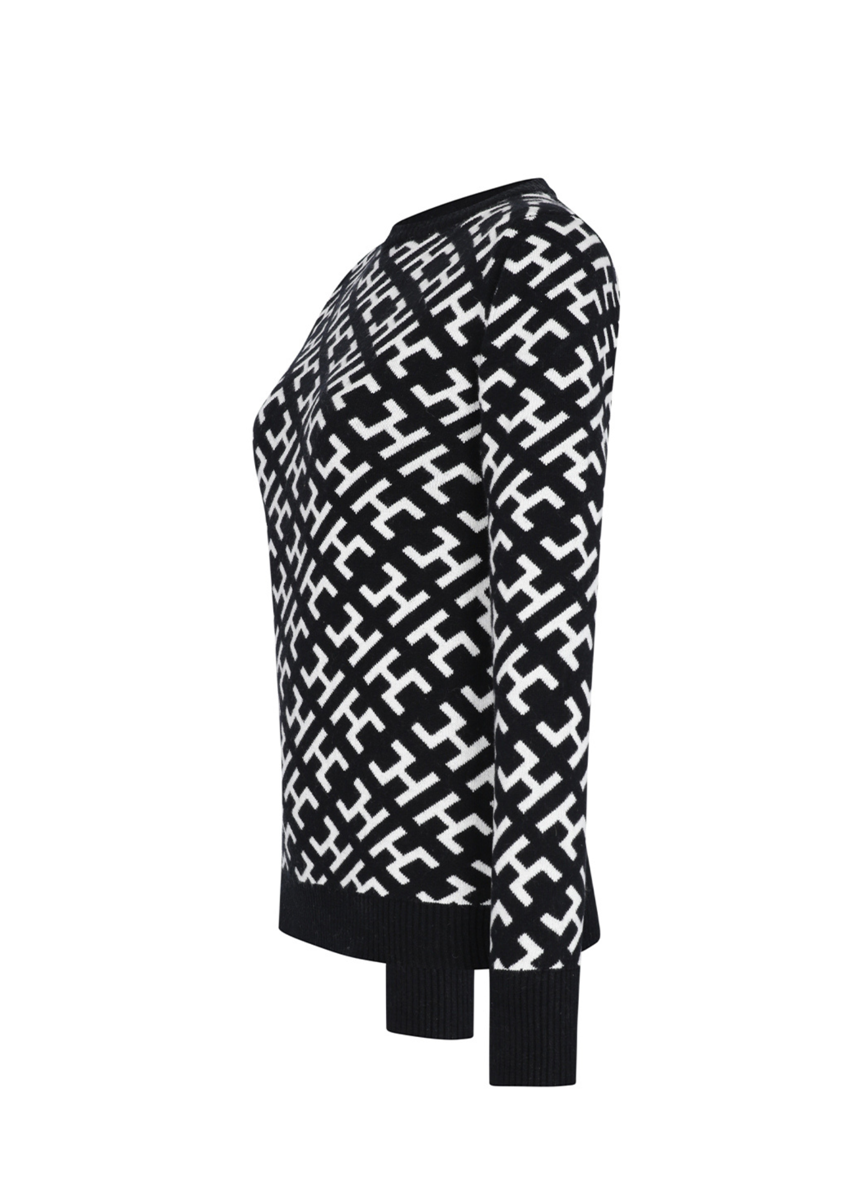HC FULL MONOGRAM CREW NECK SWEATER - BLACK