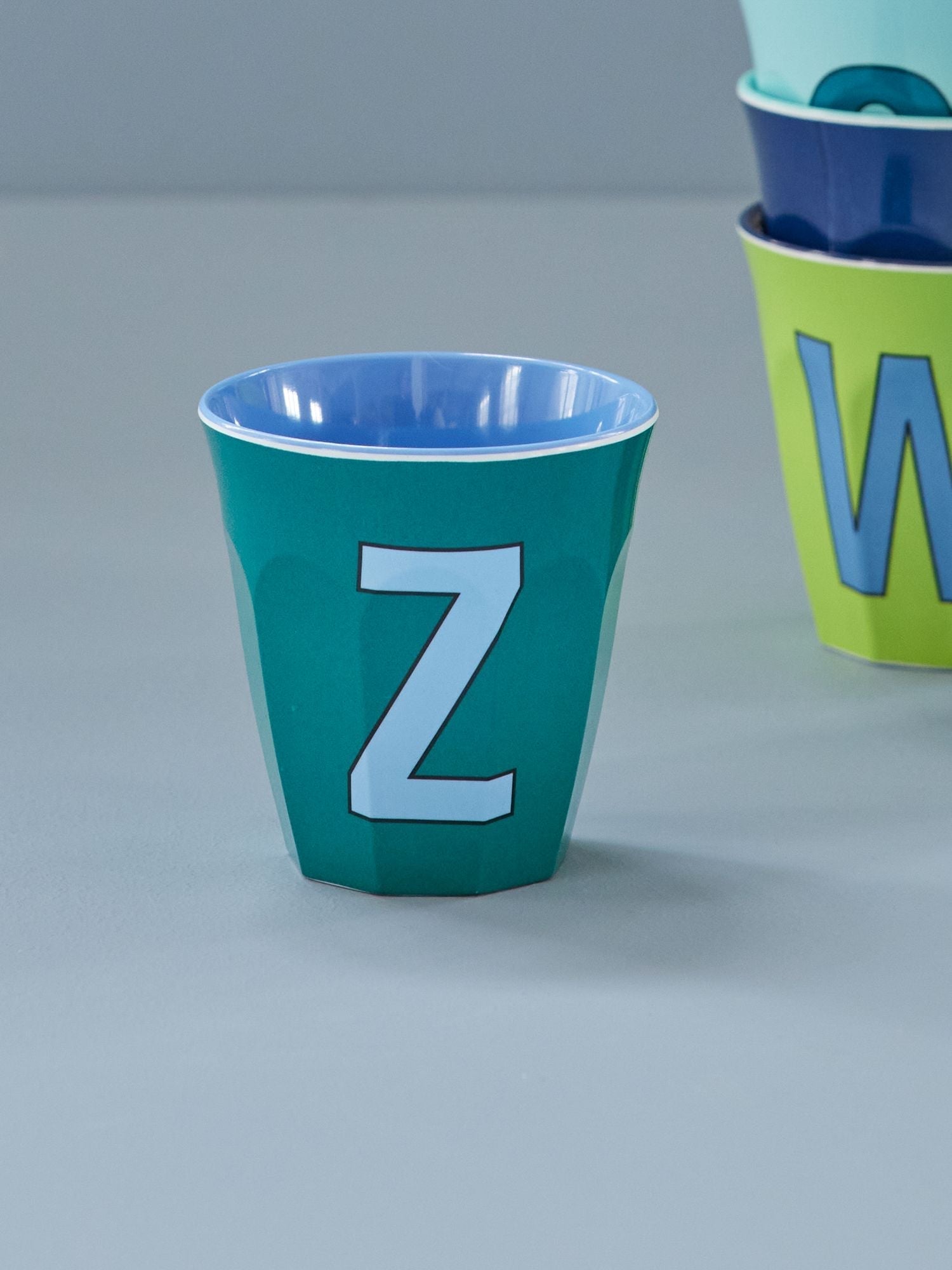 Melamine Cup - Medium with Alphabet in Bluish Colors | Letter Z