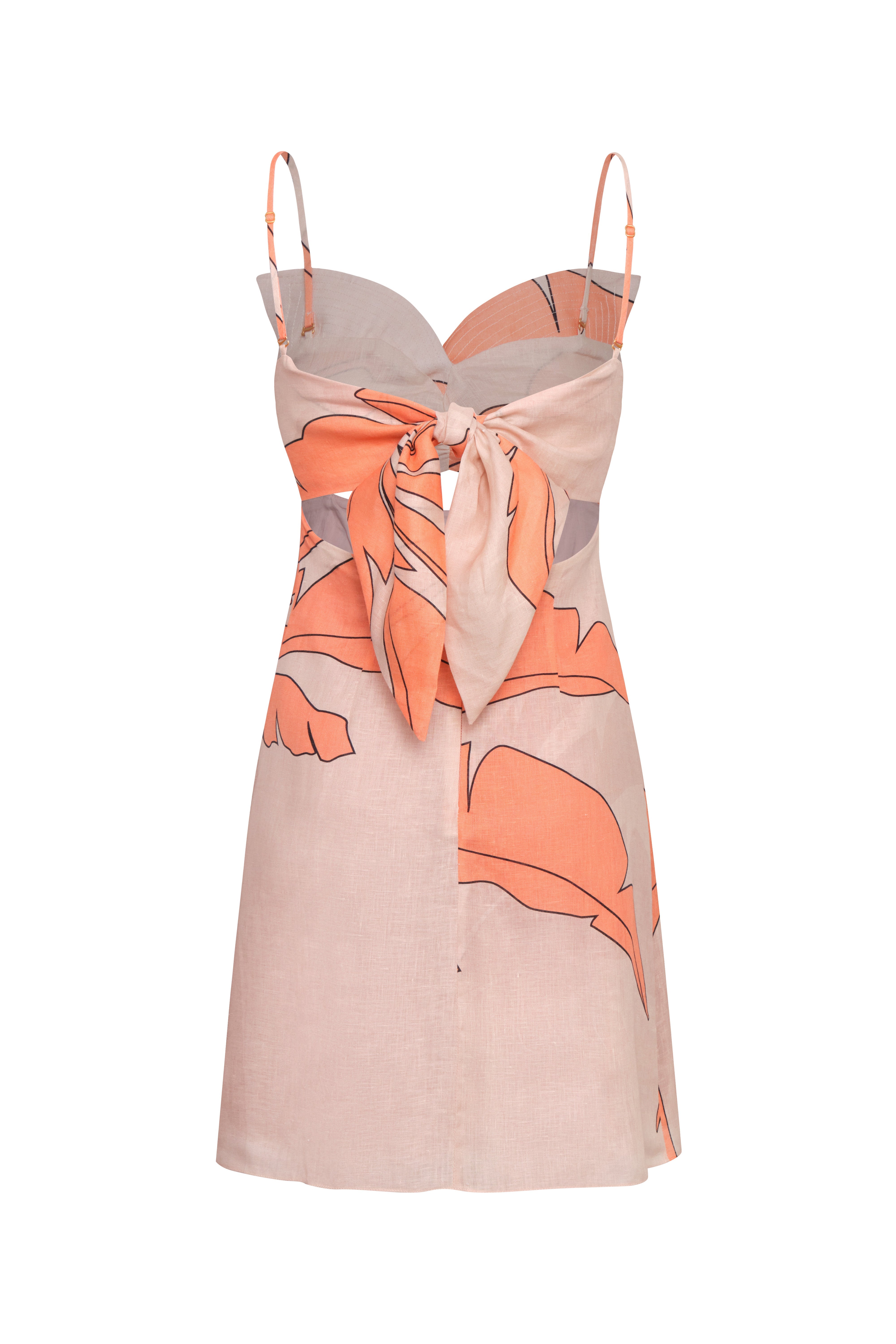 Victoria Linen Mini Dress / Peach Palms