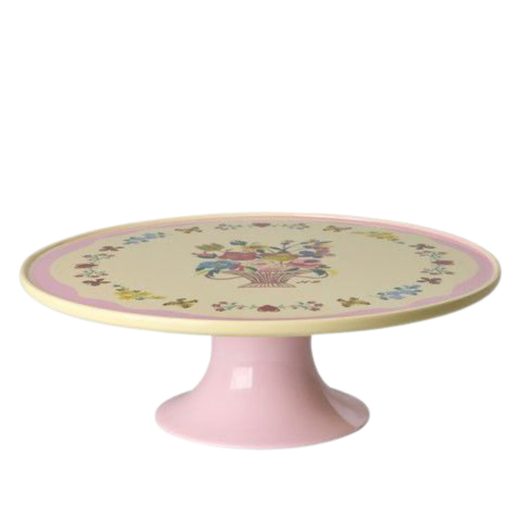 Melamine Cake Stand with Nathalie Lété Print - Low - Pink