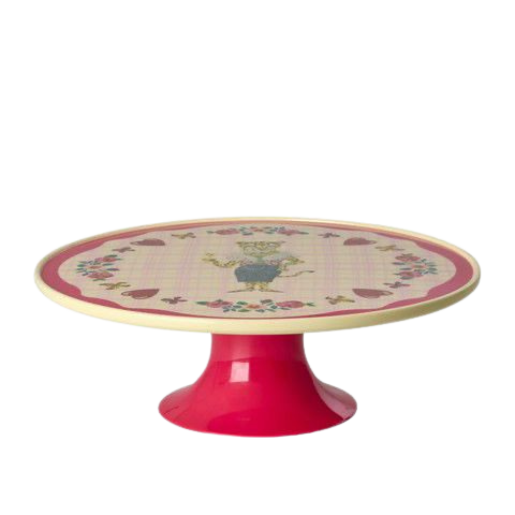 Melamine Cake Stand with Nathalie Lété Print - Low - Red Kiss Color