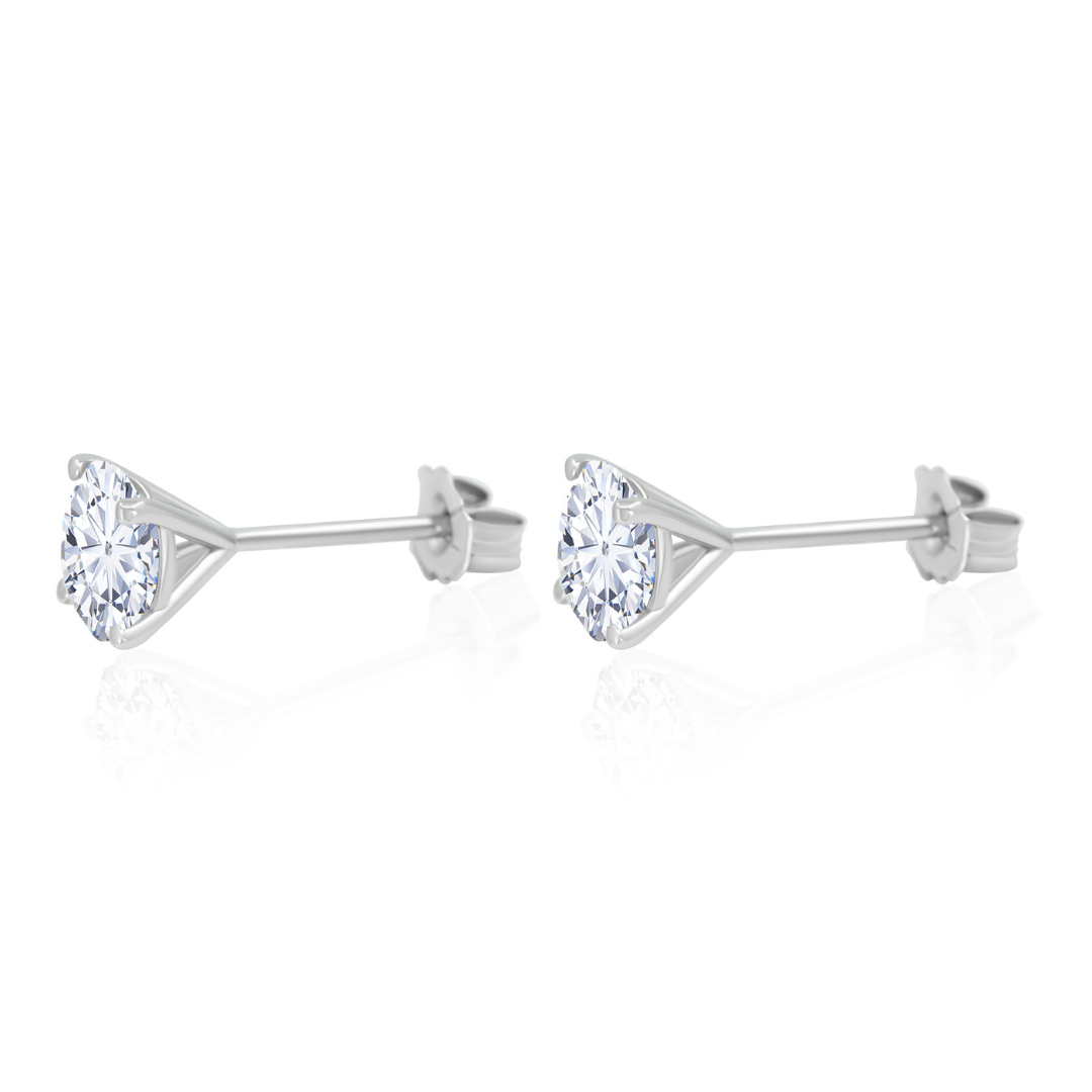 Gold Lab Diamond Classic Four Prong Martini Earrings