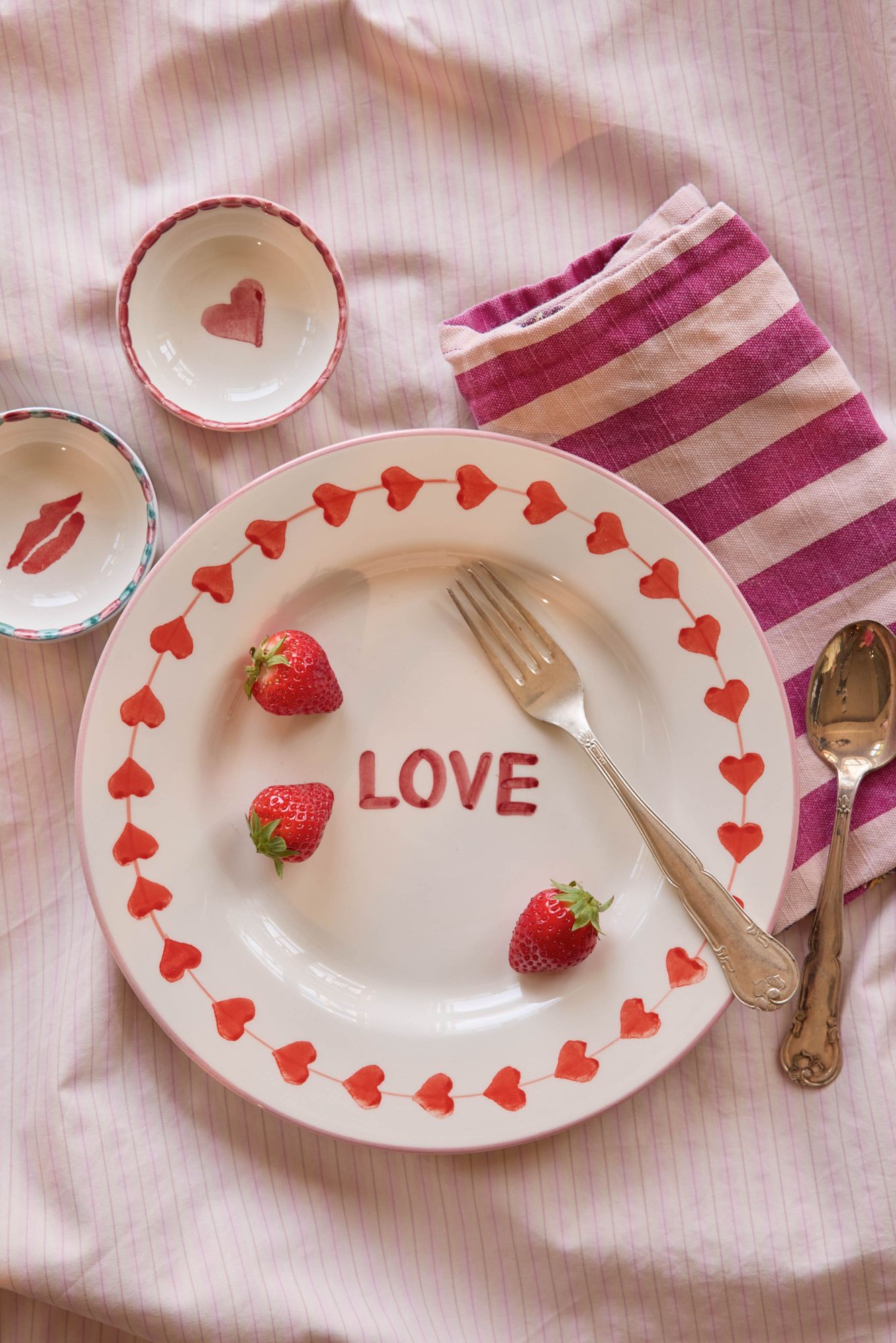 Ceramic Dinner Plate with Hand-painted LOVE
