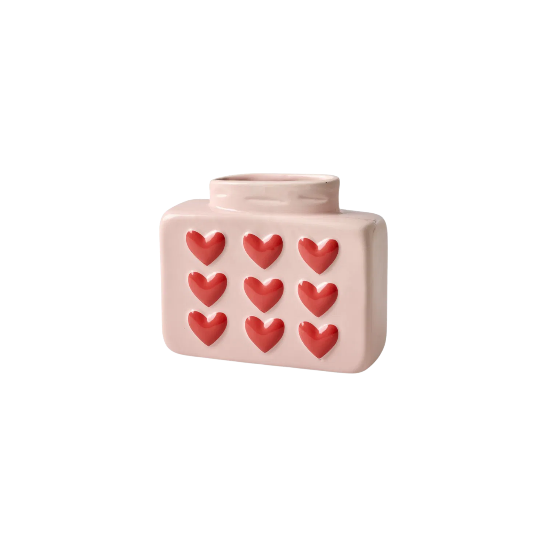 Ceramic Vase with Embossed Hearts