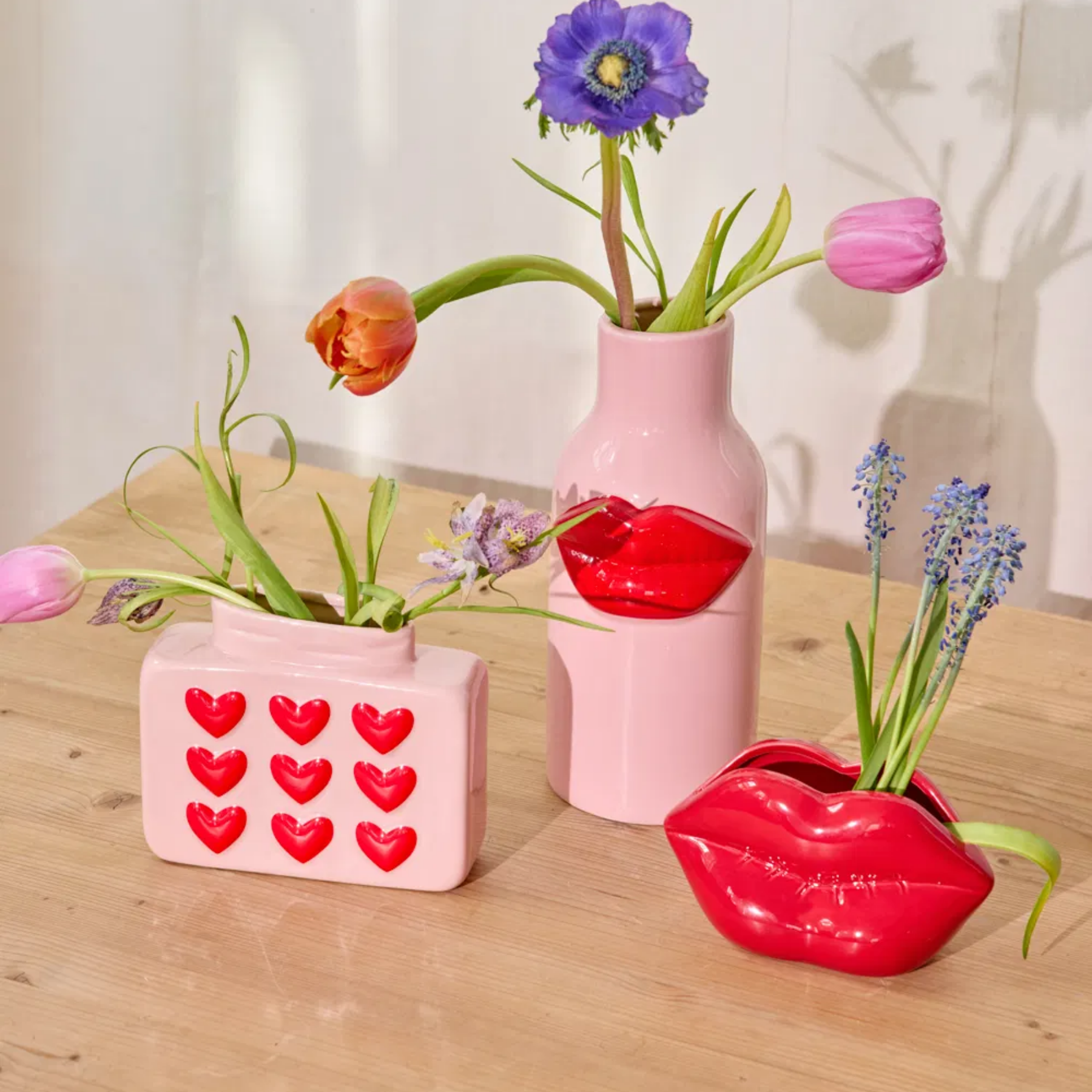 Ceramic Vase with Embossed Hearts