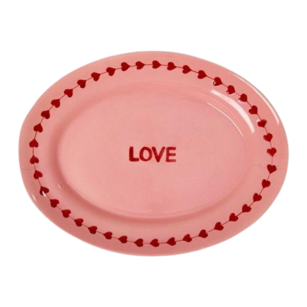Ceramic Serving Platter with Hand-painted LOVE - Medium