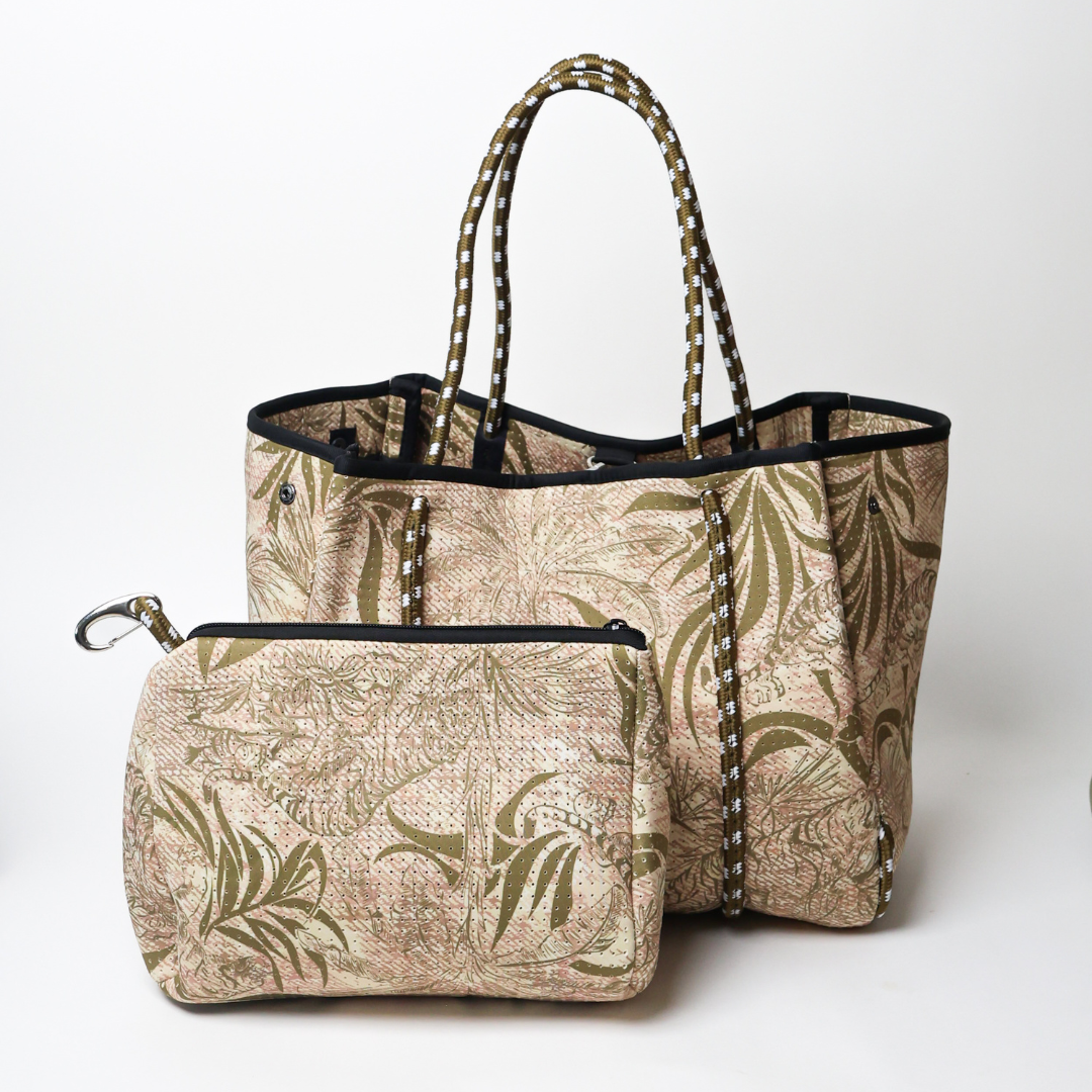 JUNGLE FEVER DENIM BEIGE BASIC SET - EVERYDAY TOTE AND POUCH