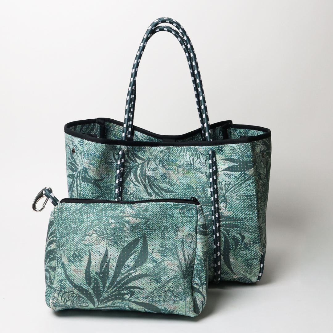 JUNGLE FEVER DENIM GREEN BASIC SET - EVERYDAY TOTE AND POUCH