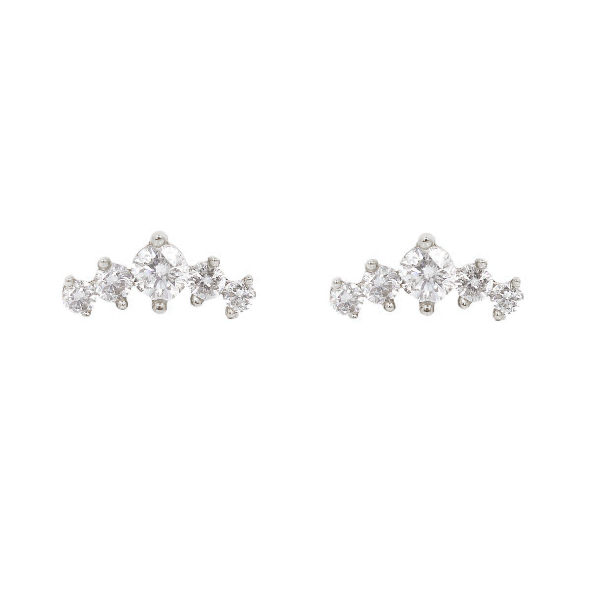 Gold Cluster Diamond Graduated Climber Earring