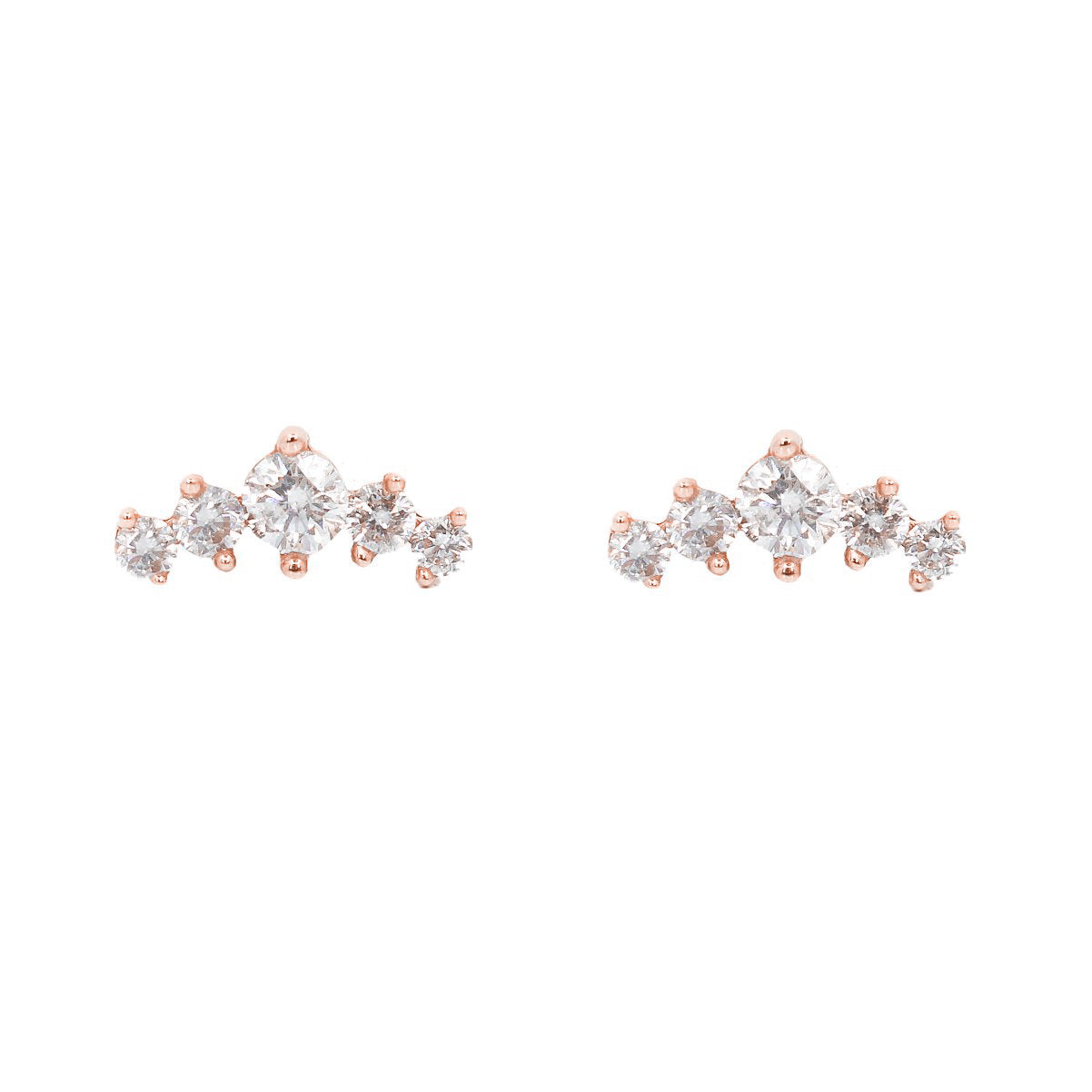 Gold Cluster Diamond Graduated Climber Earring