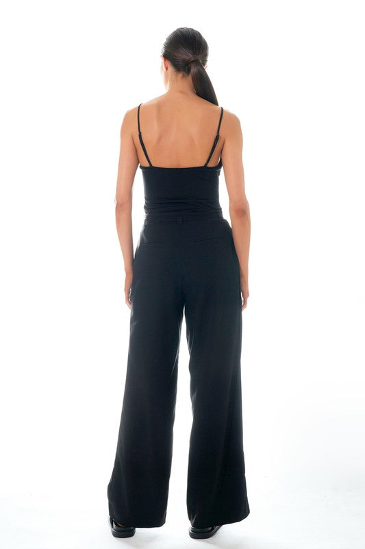 Pleated Wide Pants With Belt