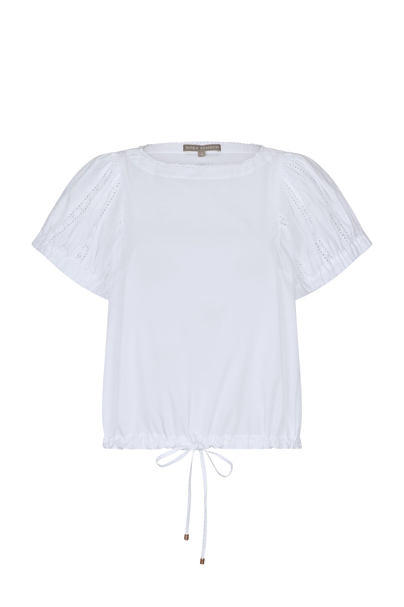 Amara Broderie Sleeve Cotton Blouse | White