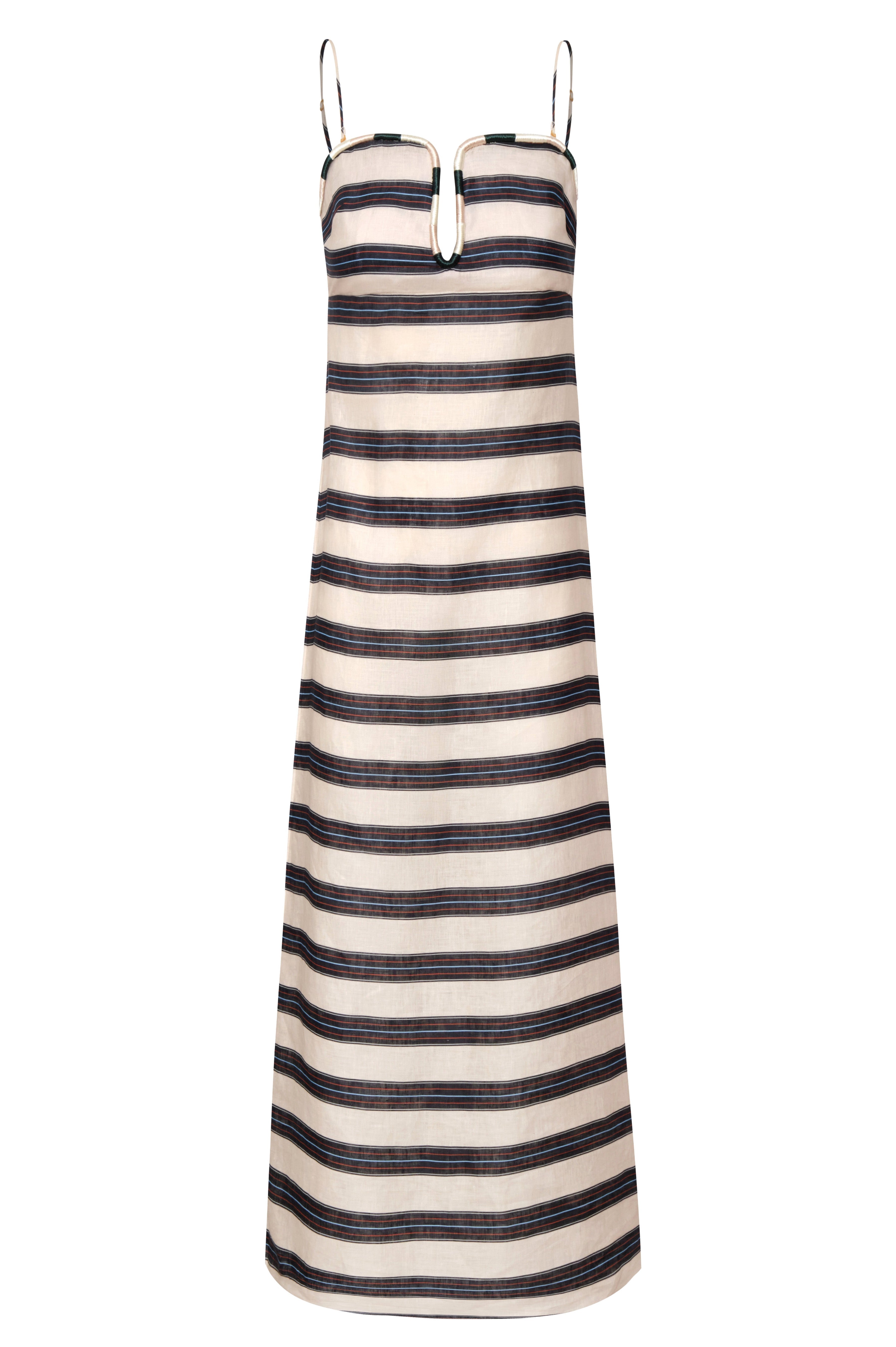 Antonia Linen Midi Dress / Navy Stripes