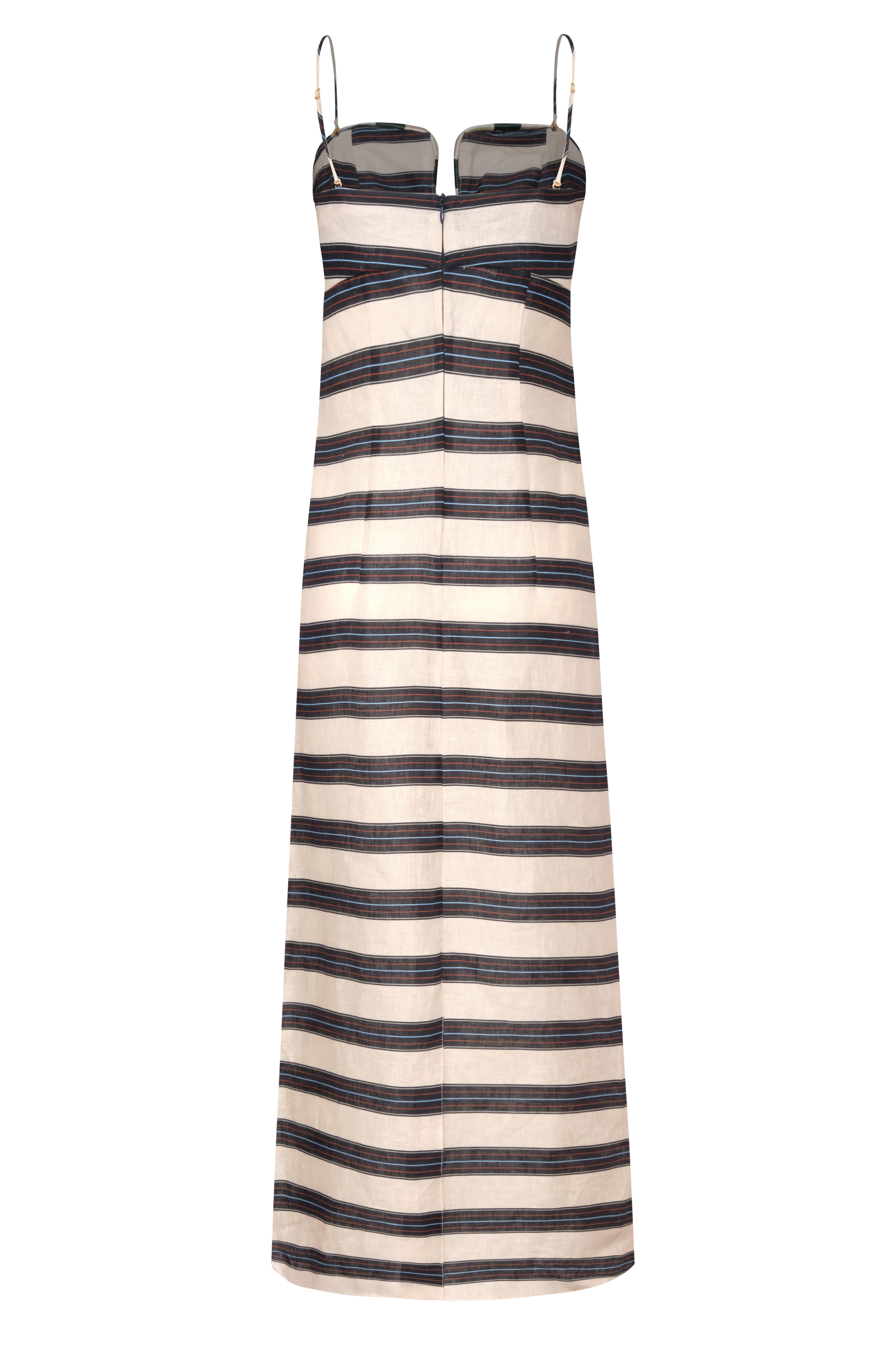 Antonia Linen Midi Dress / Navy Stripes