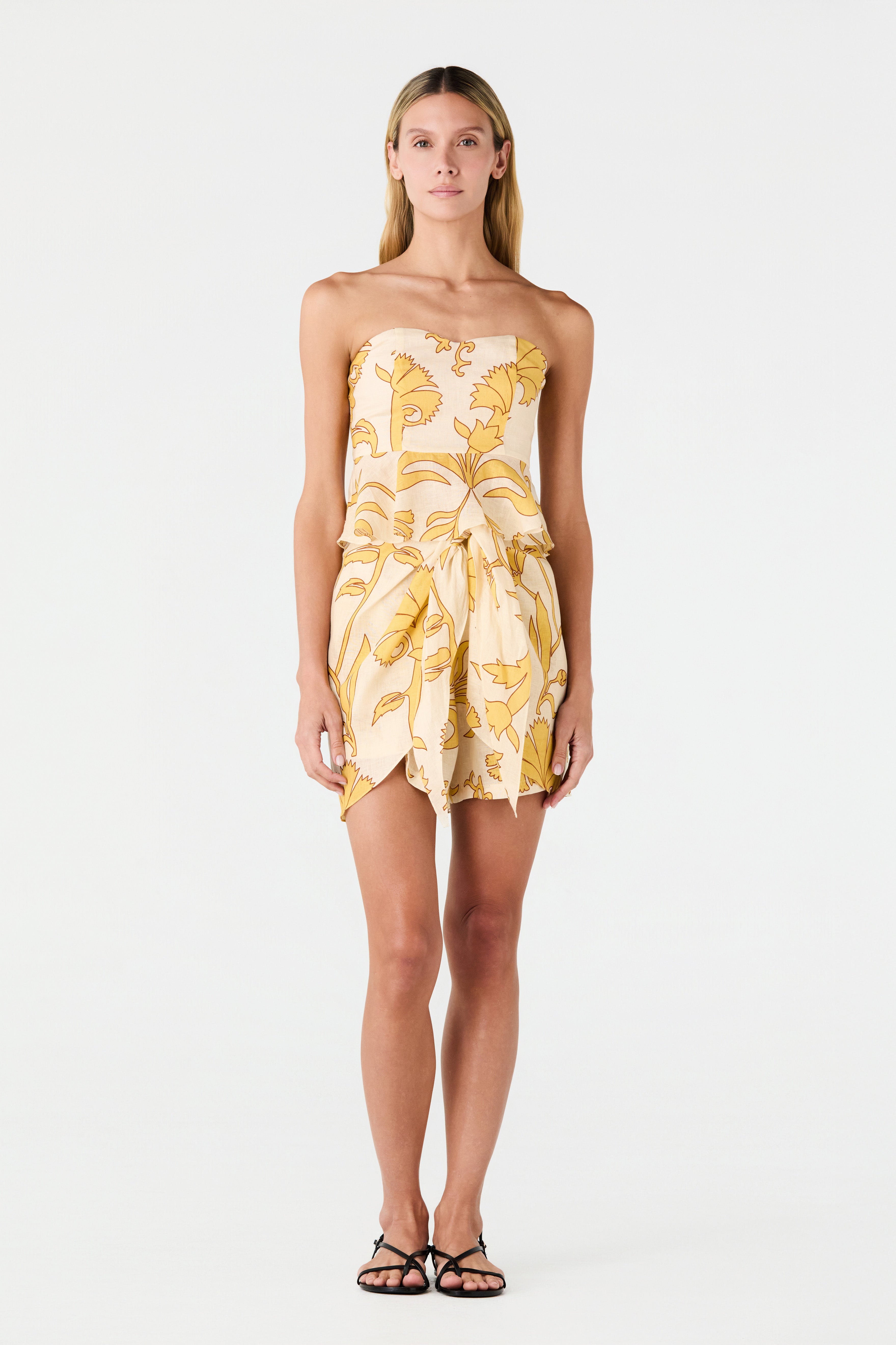 Bamboleiro Linen Short / Yellow Flowers
