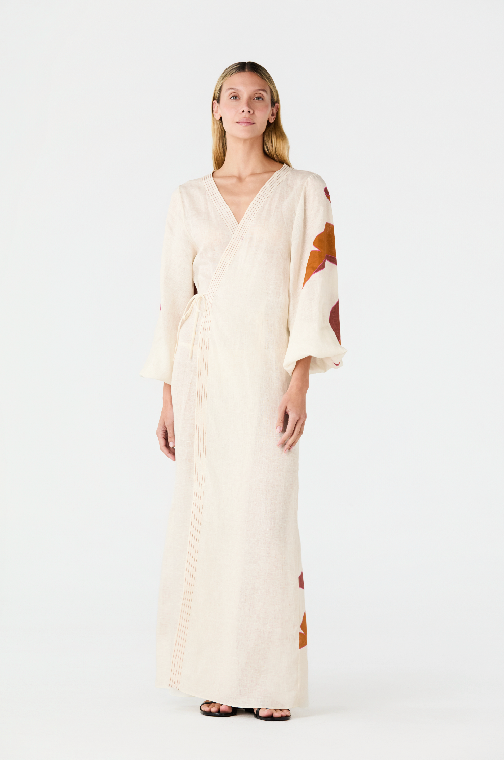 Hojarasca Linen Maxi Dress / Fuchsia Palm