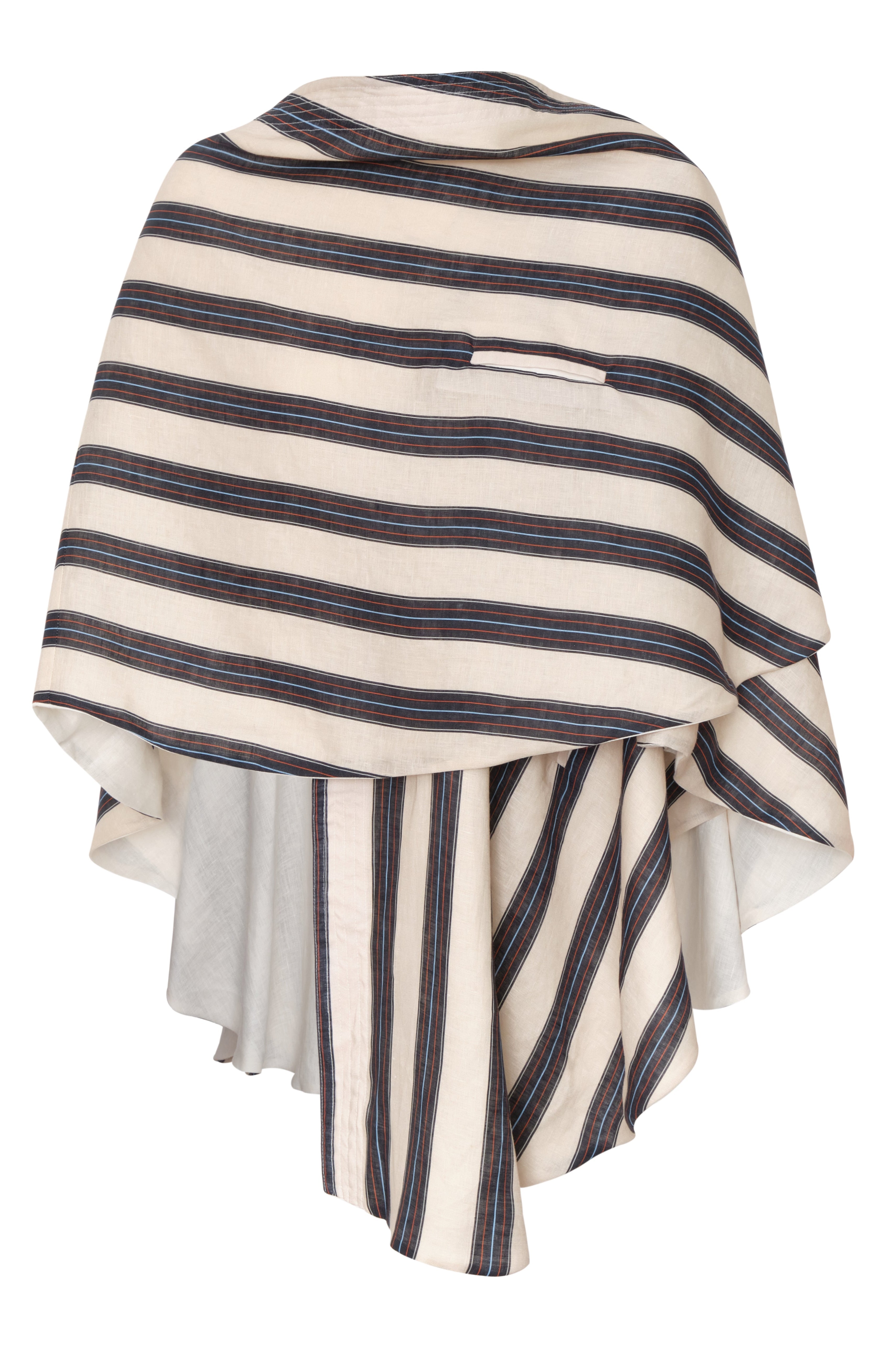 Cavalo Embroidered Linen Poncho / Ivory and Navy