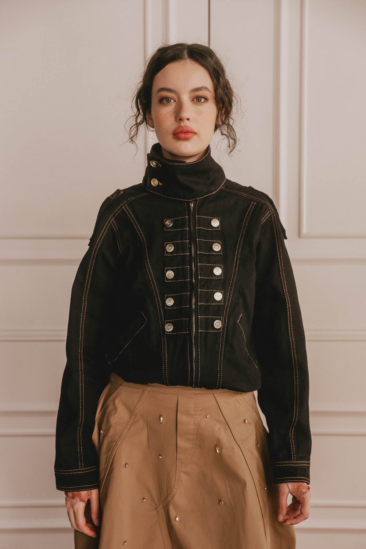 Chaqueta Bomber Military Negro