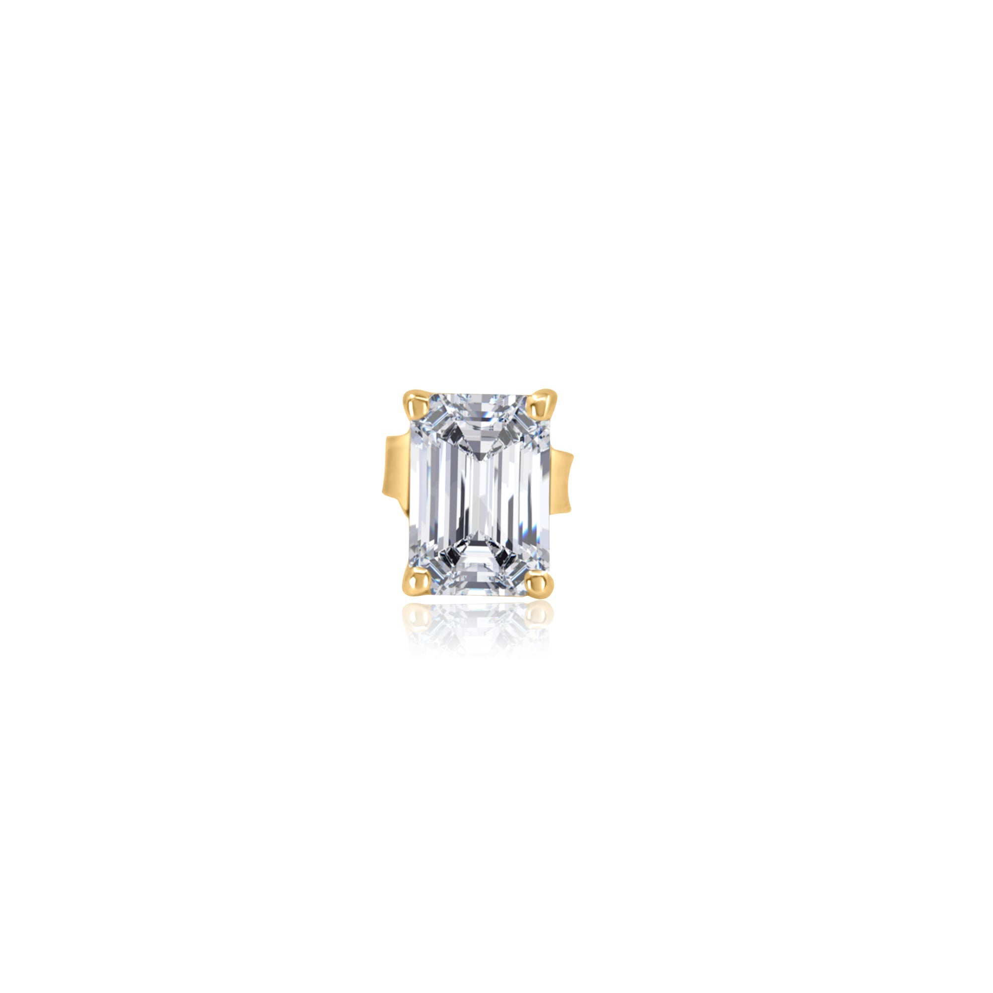 Gold Lab Diamond Emerald Cut Stud Earring