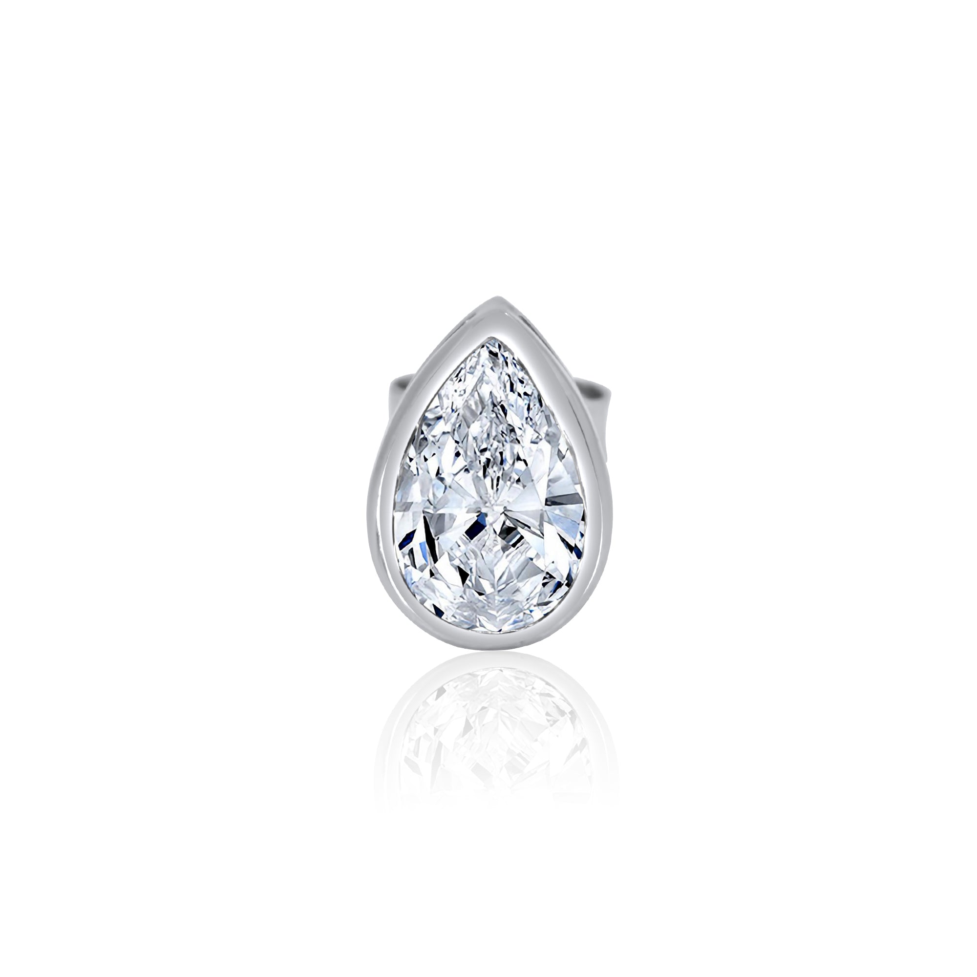 Gold Lab Diamond Pear Bezel Stud Earring