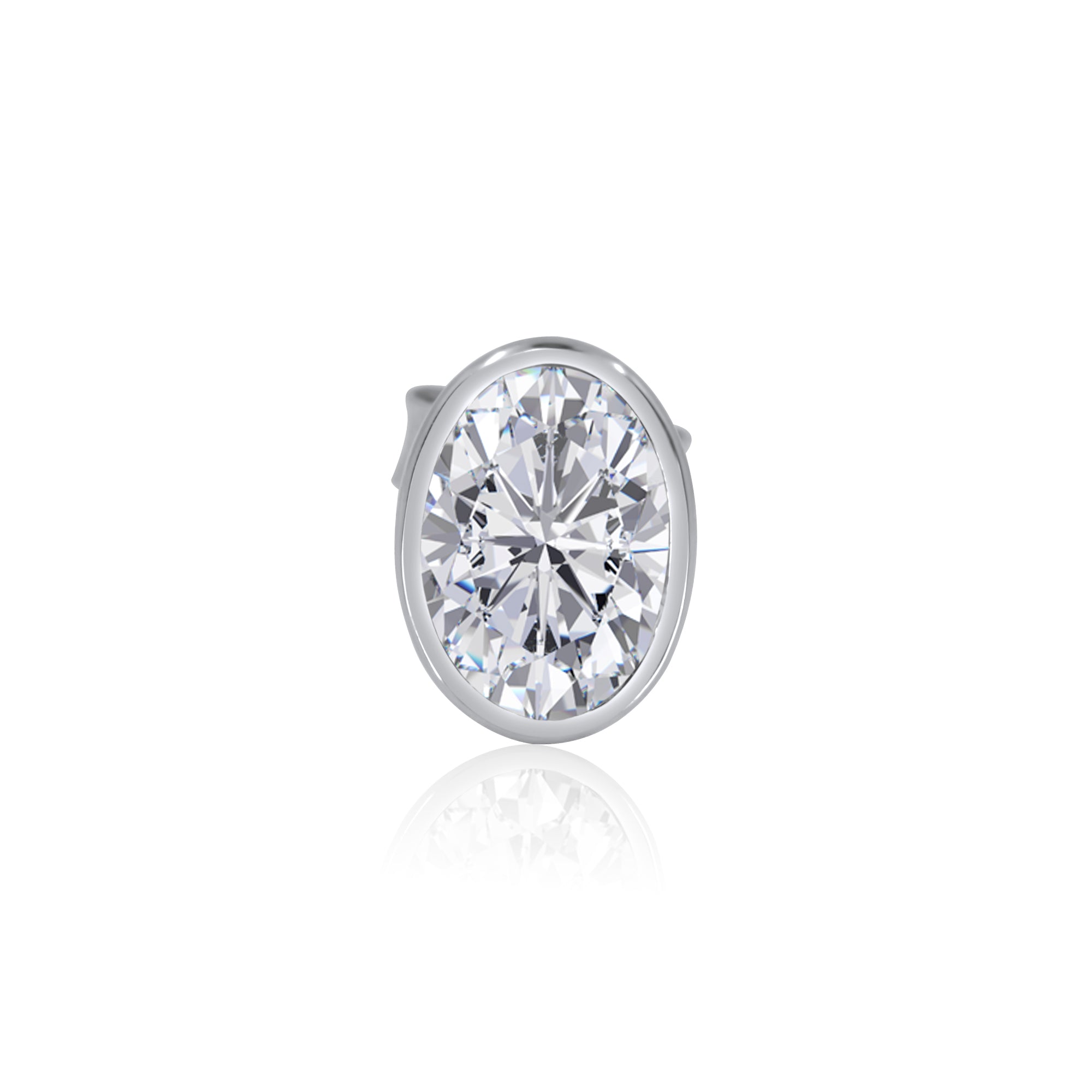 Gold Lab Diamond Oval Bezel Stud Earring