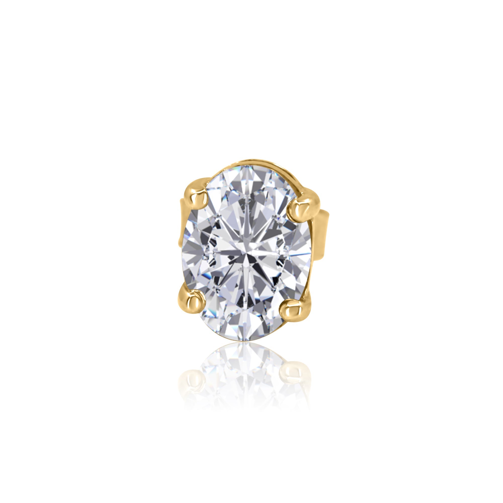 Gold Lab Diamond Oval Prong Stud Earring