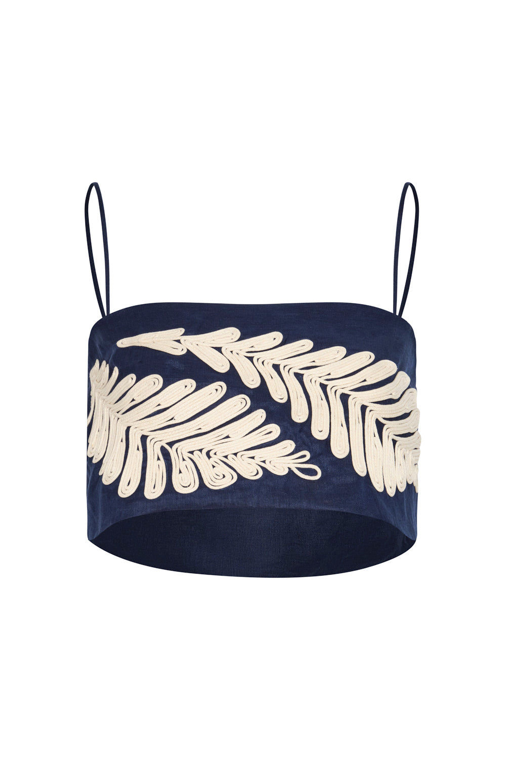 Notre Dame Embroidered Crop Top Navy Blue