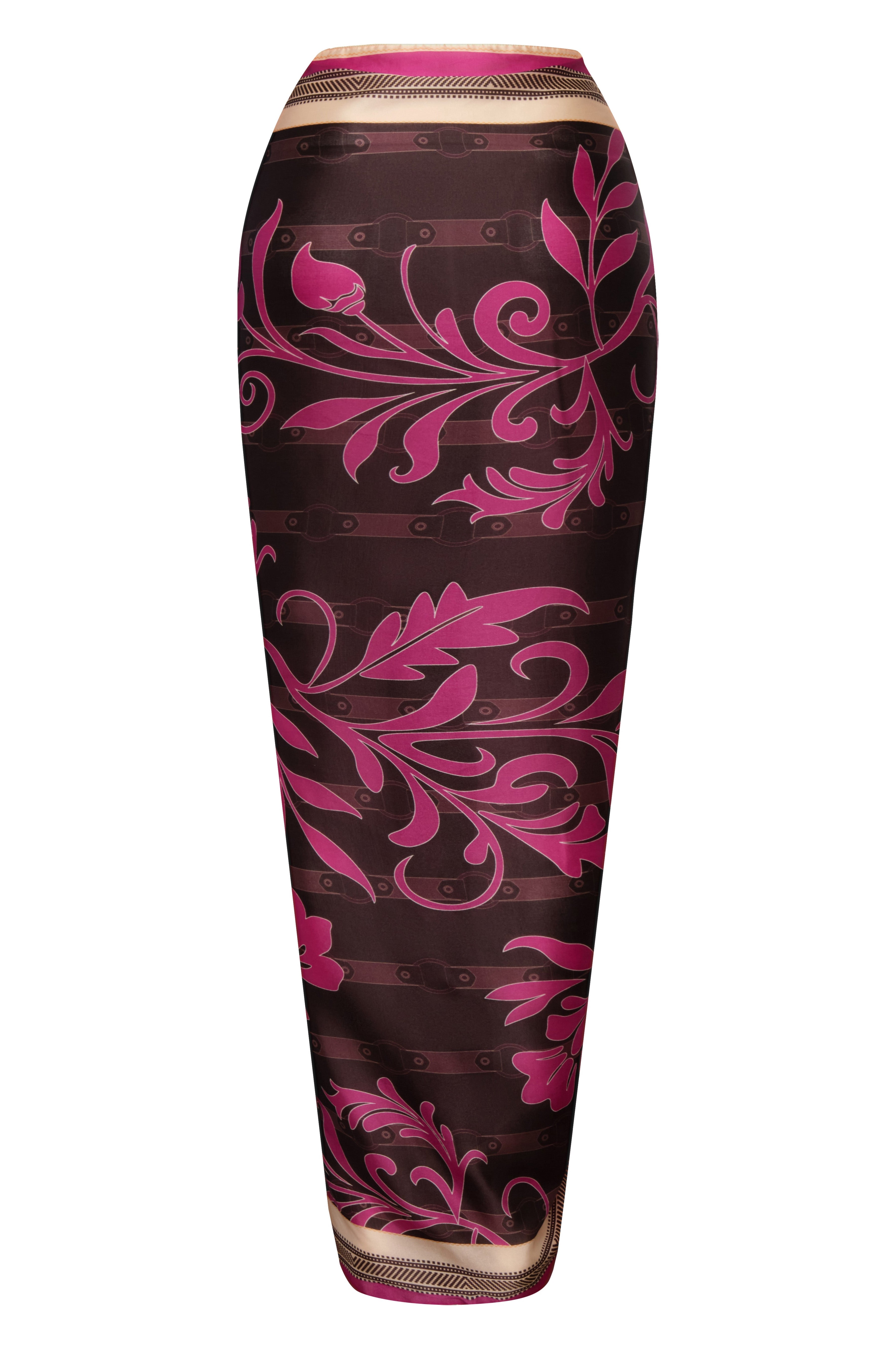 De La Falaise Cotton Silk Sarong / Fuchsia Flowers