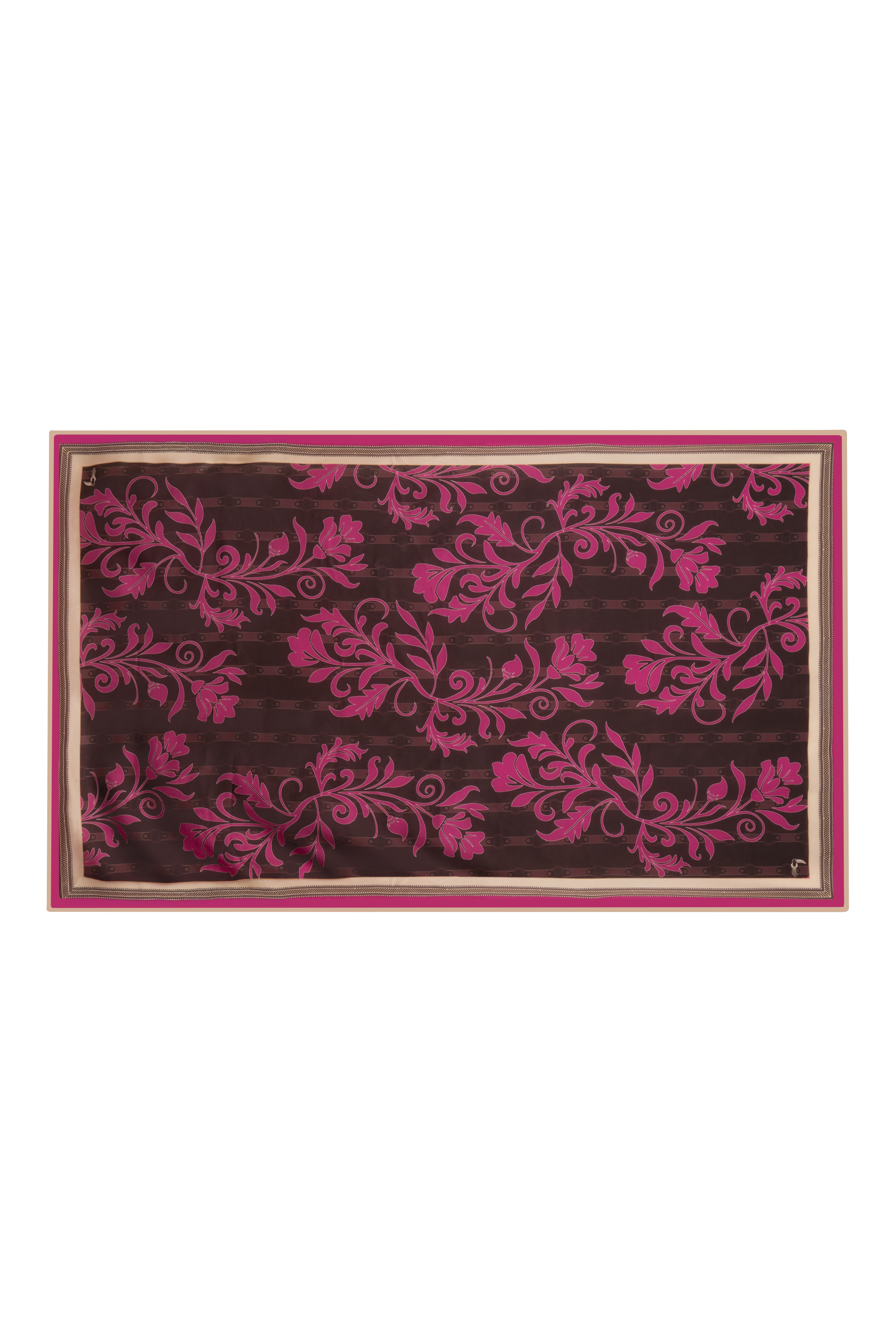 De La Falaise Cotton Silk Sarong / Fuchsia Flowers