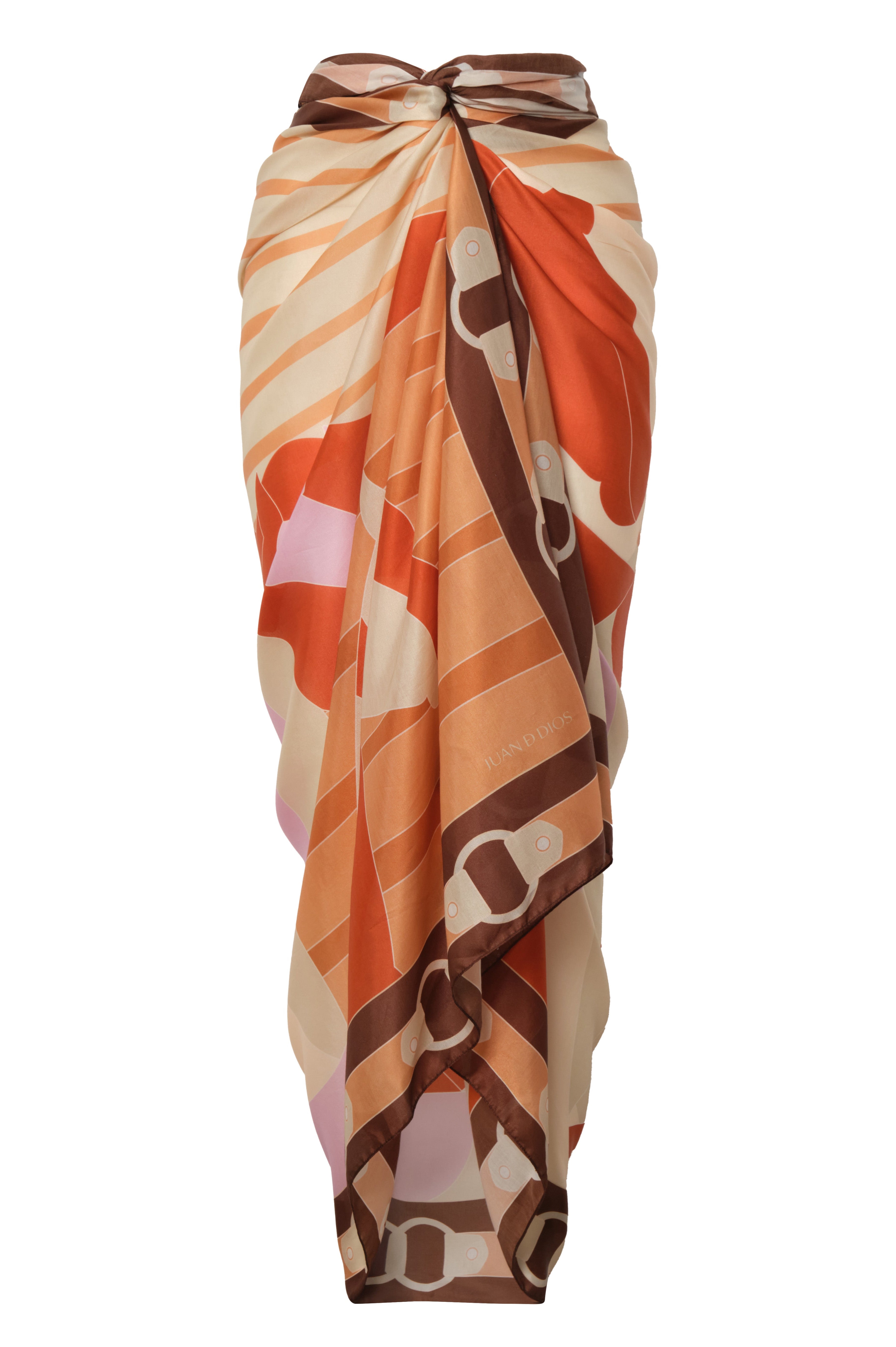 De La Falaise Cotton Silk Sarong / Orange Horses